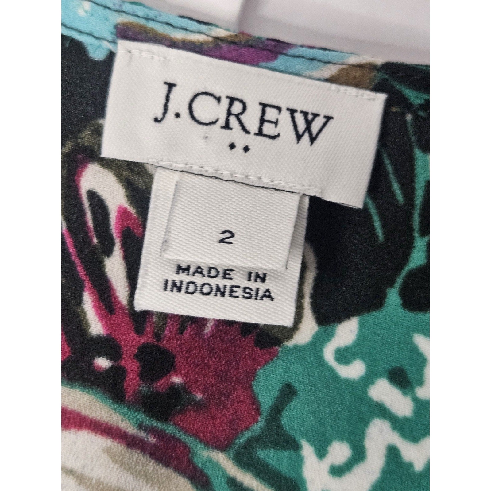 J Crew Womens Blouse Size 2 Small Shirt Top Floral Blue Green Ruffle Cap Sleeve