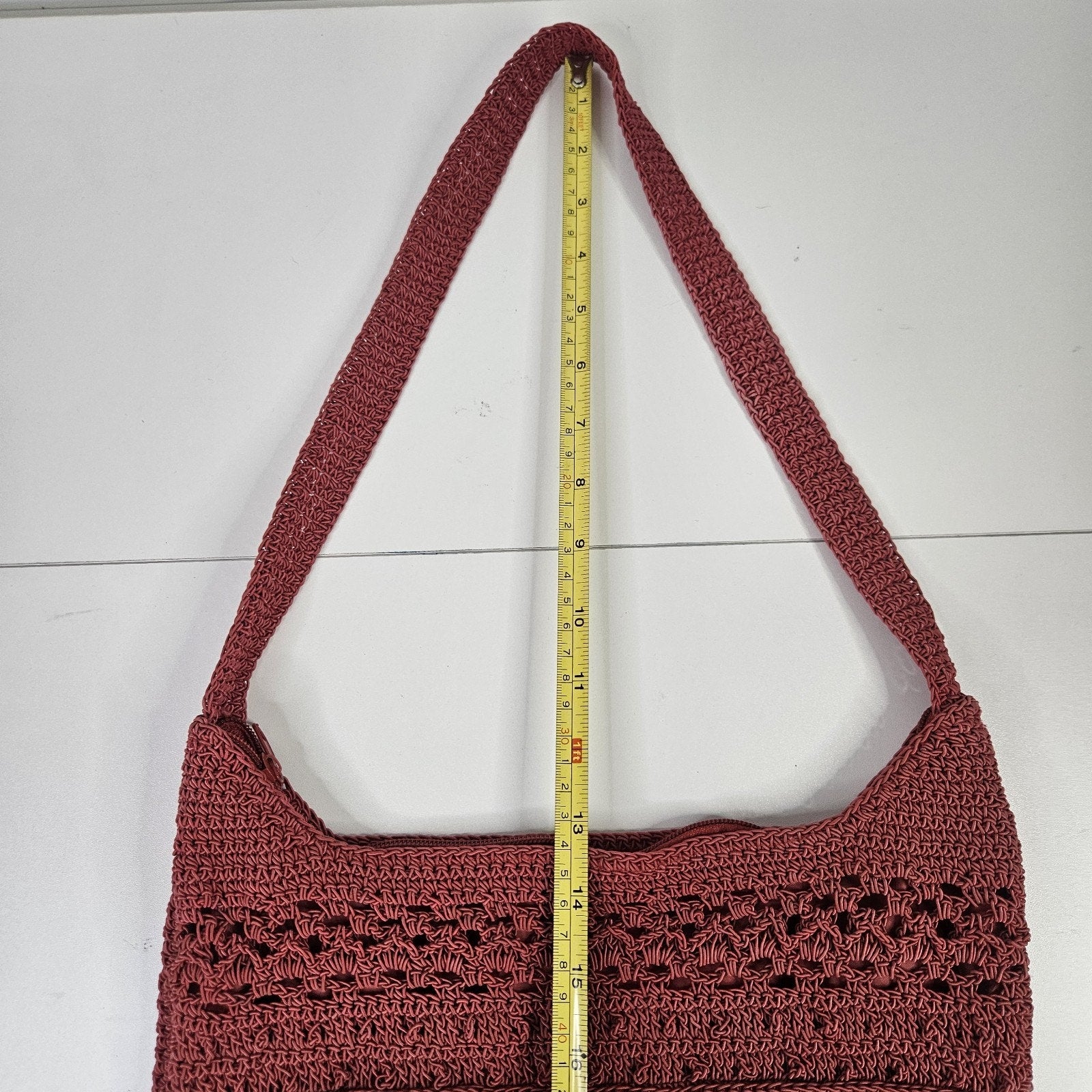 Capelli Straworld Red Crochet Ladies Bag Purse Boho Bohemian Lined Shoulder Bag