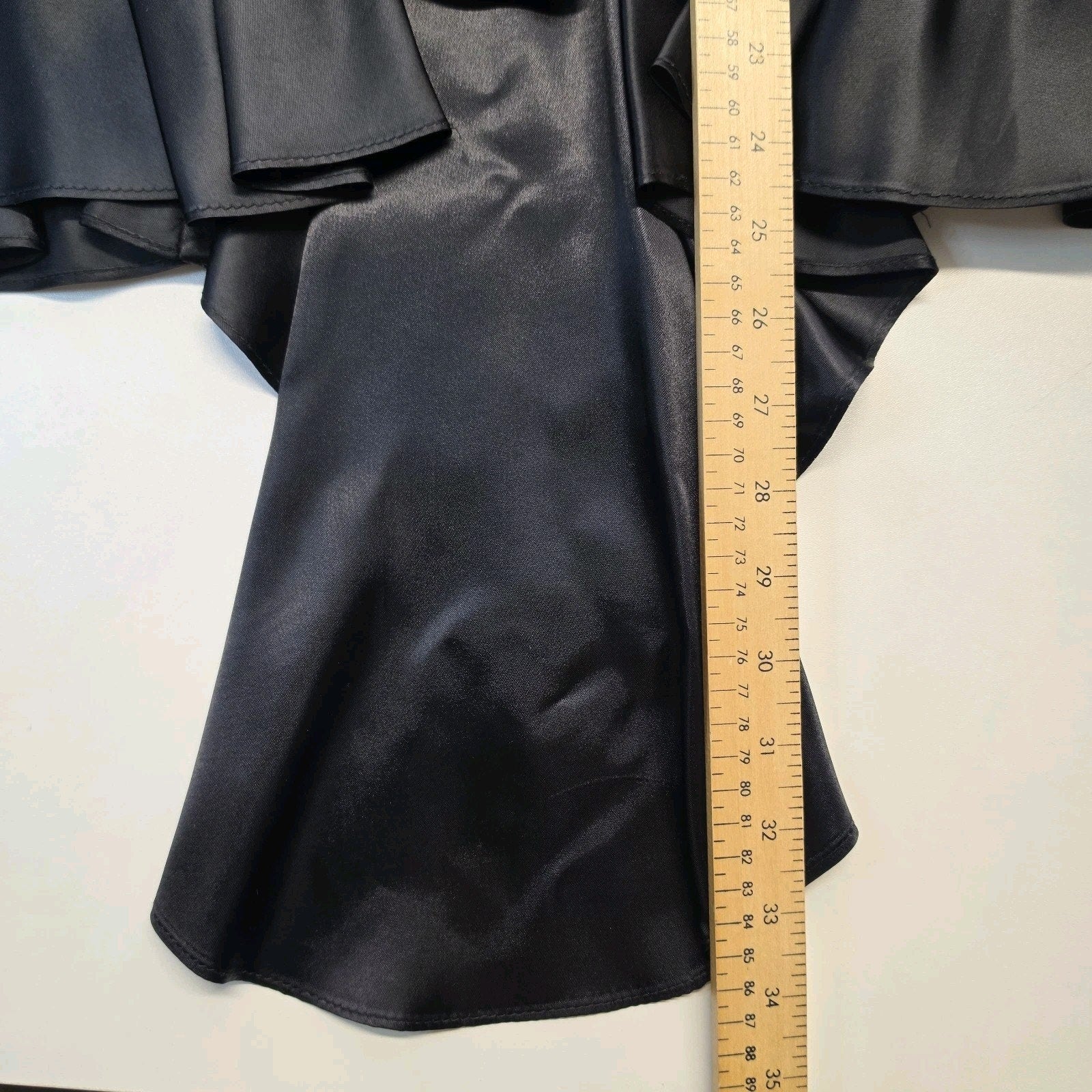 Vintage 1980s Skirt Suit Black Satin Peplum Jacket Blazer Embellished Lace Sz 14
