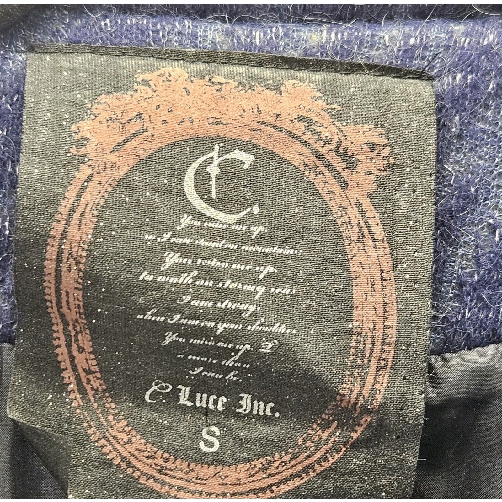 Vtg C. Luce Inc. Blue Gray Mohair/Wool Coat Jacket Womens Small Puff Sleeves