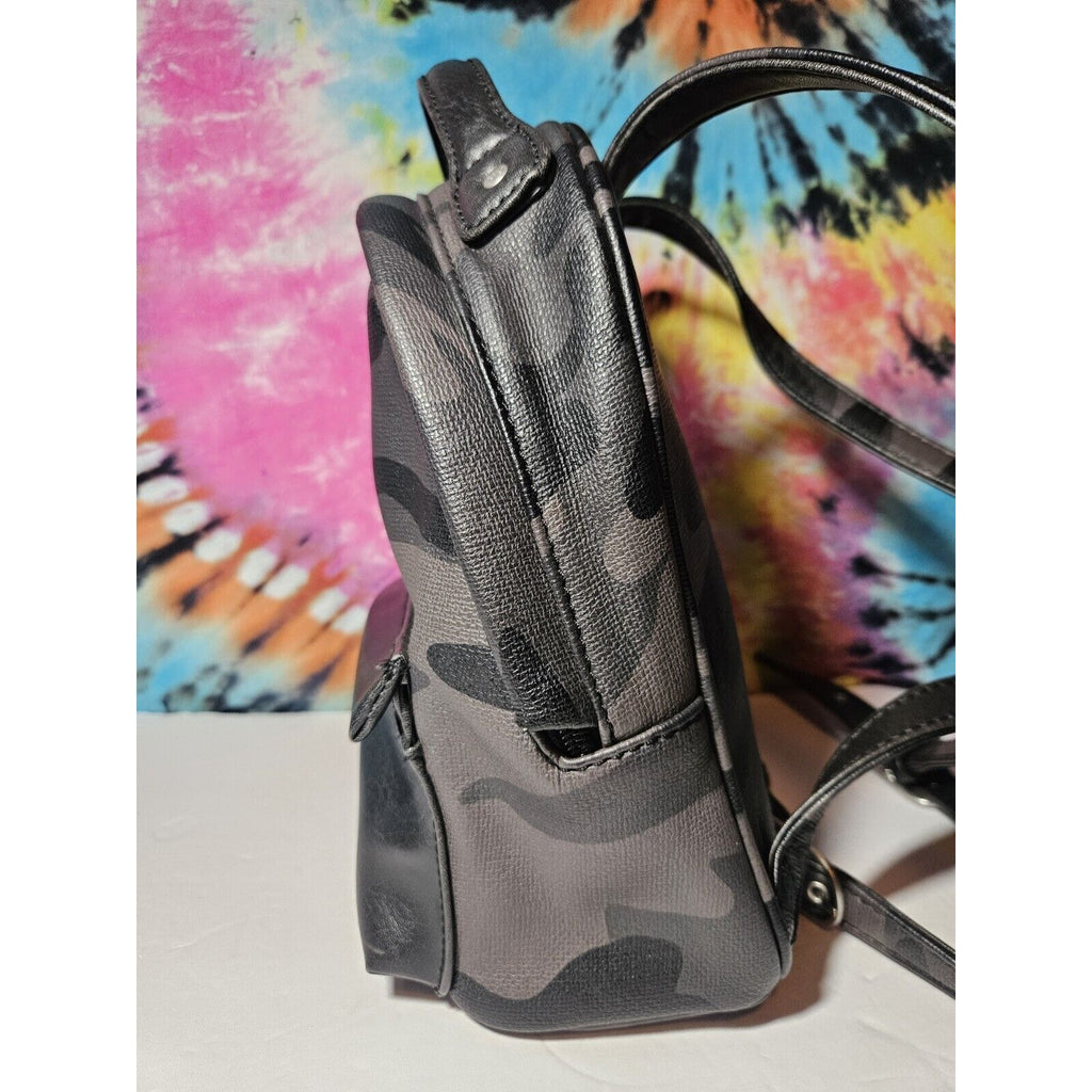 MATT AND NAT Bali Mini Vegan Leather Black Camo Small Backpack