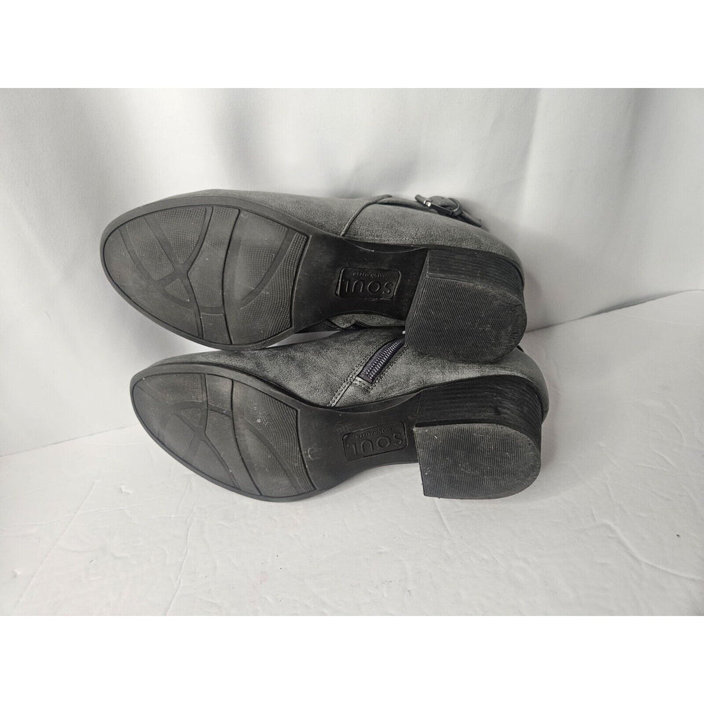 Soul By Naturalizer Campus Grey Leather Ankle Boots Women’s Size 10M Side Zip