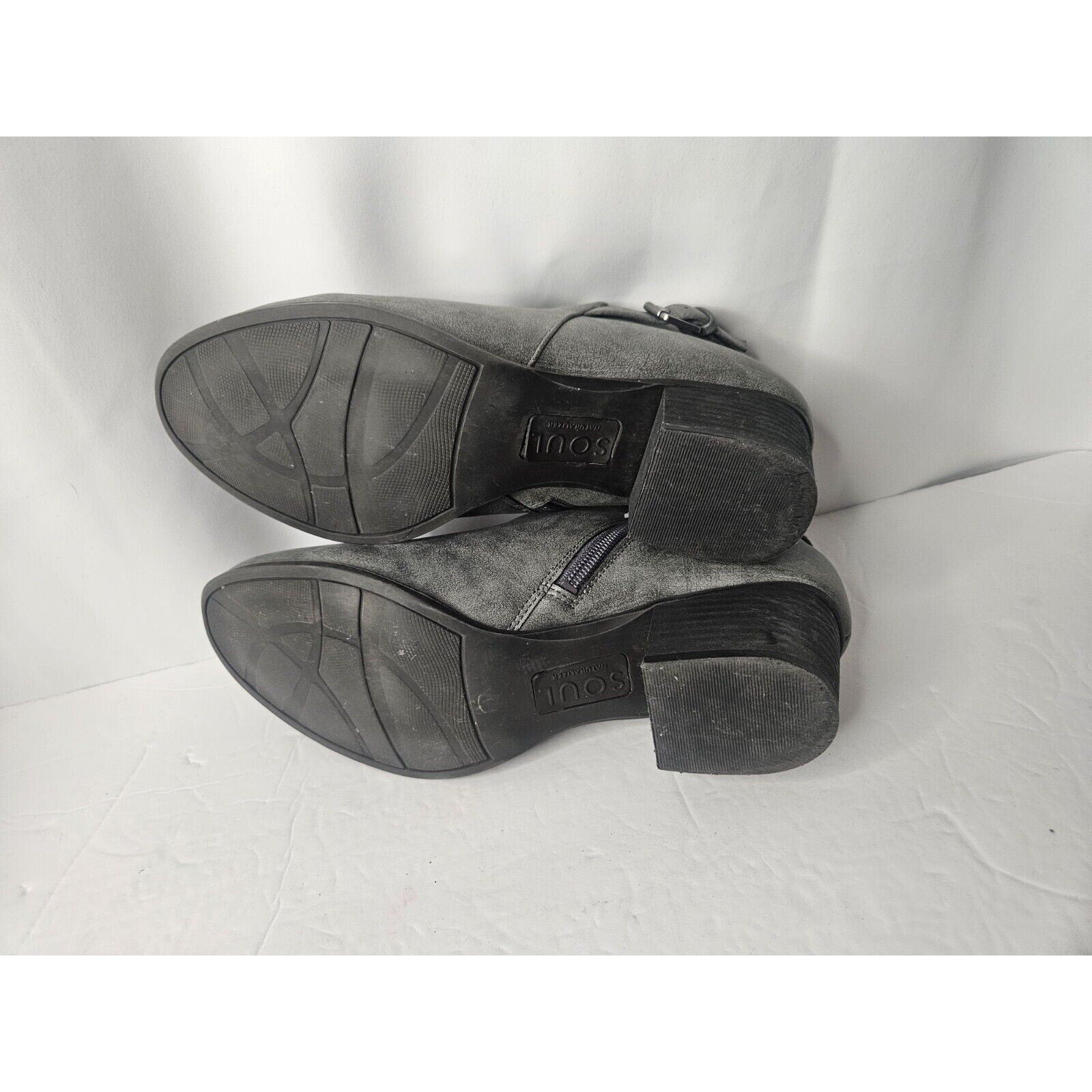 Soul By Naturalizer Campus Grey Leather Ankle Boots Women’s Size 10M Side Zip