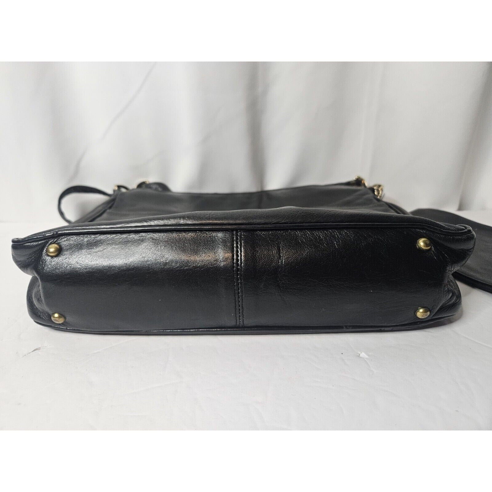 Vintage PALIZZIO Soft Leather Shoulder Bag Handbag Double Zip Coin Purse Black