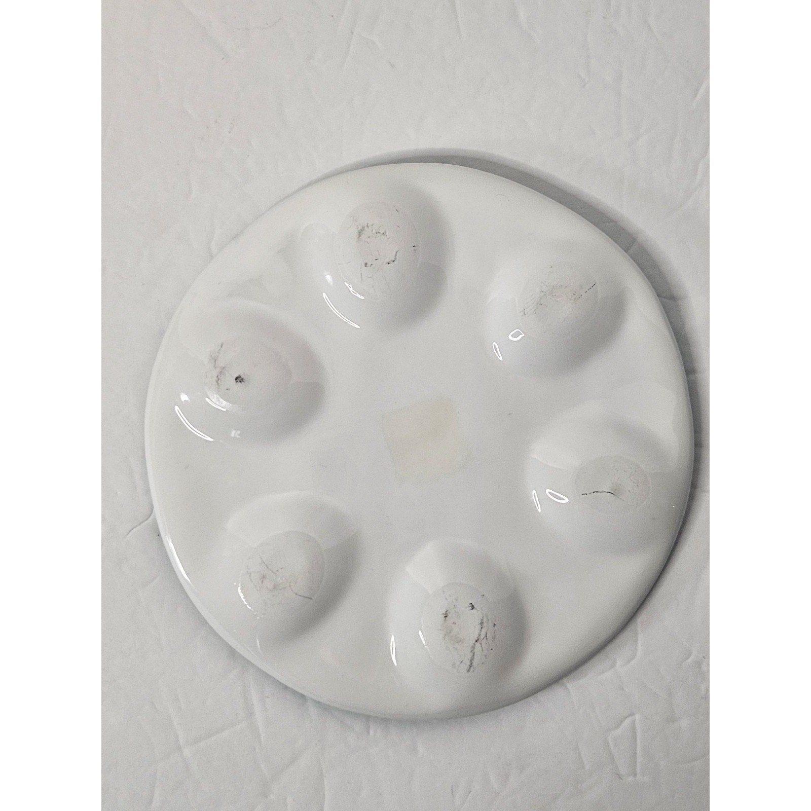Easter Bunny 7 Carrots Egg Plate Holds 6 Eggs 7" Round Colorful Ceramic Easter