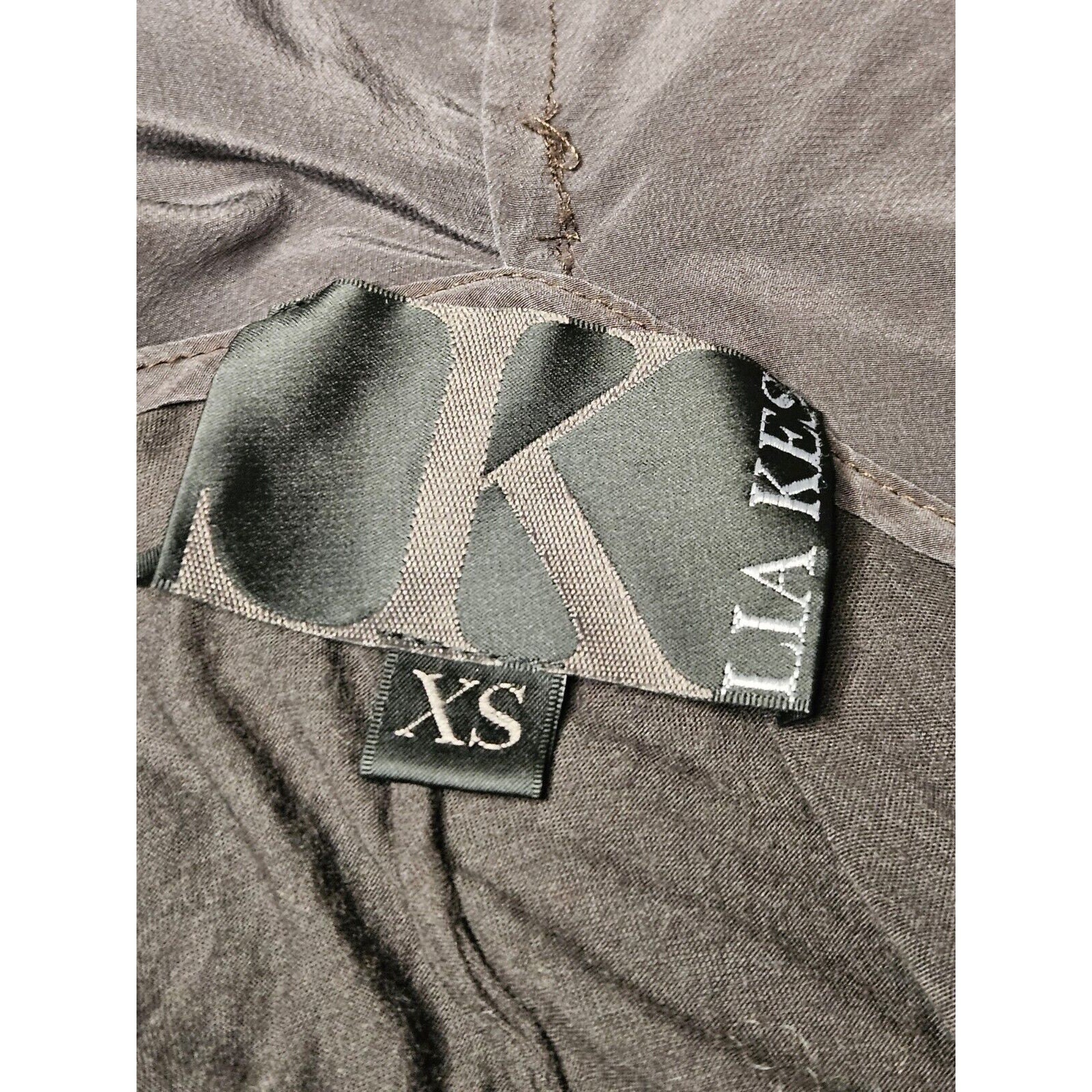 Lia Kes Gray Silk Asymmetrical Hooded Drape Cardigan XS High Fashion Lightweight