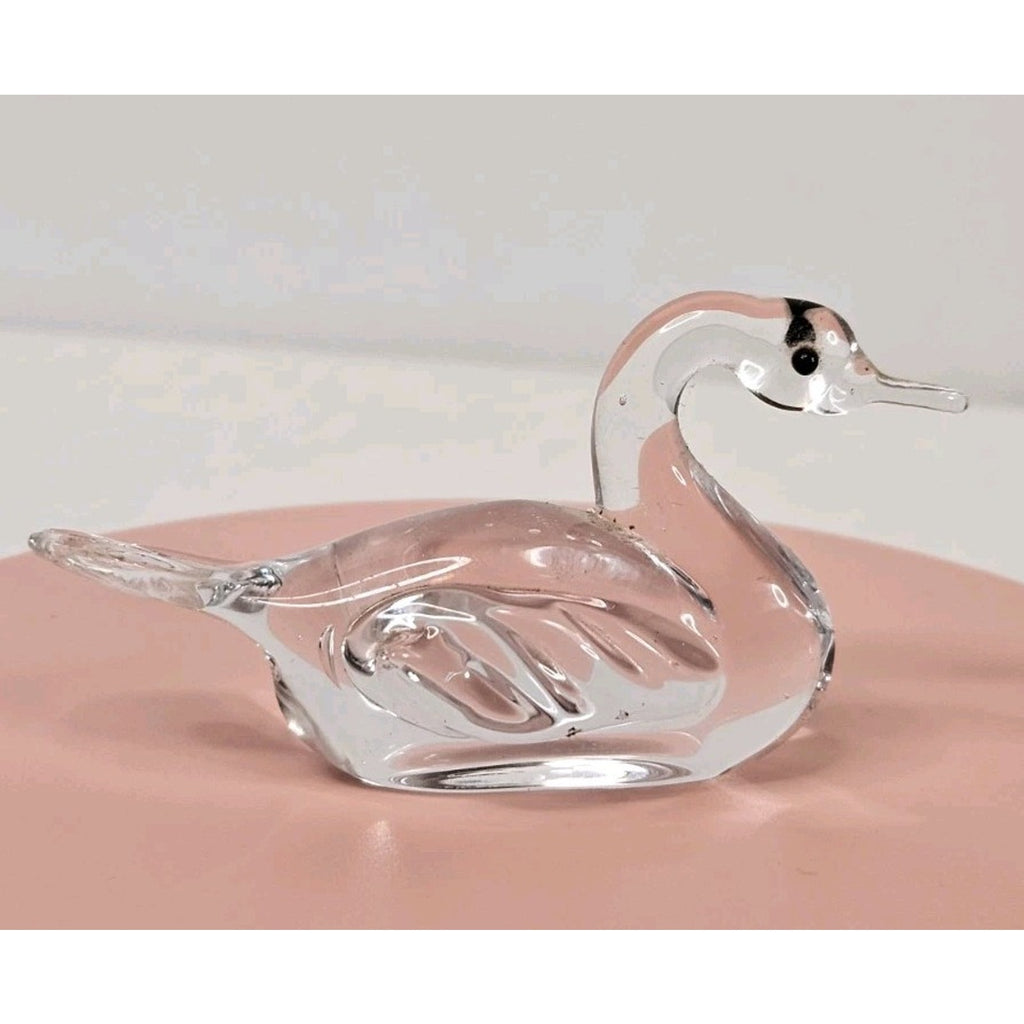 Vintage Mini Bird SWAN Shaped Crystal Glass Figurine Mid-Century Glass Art