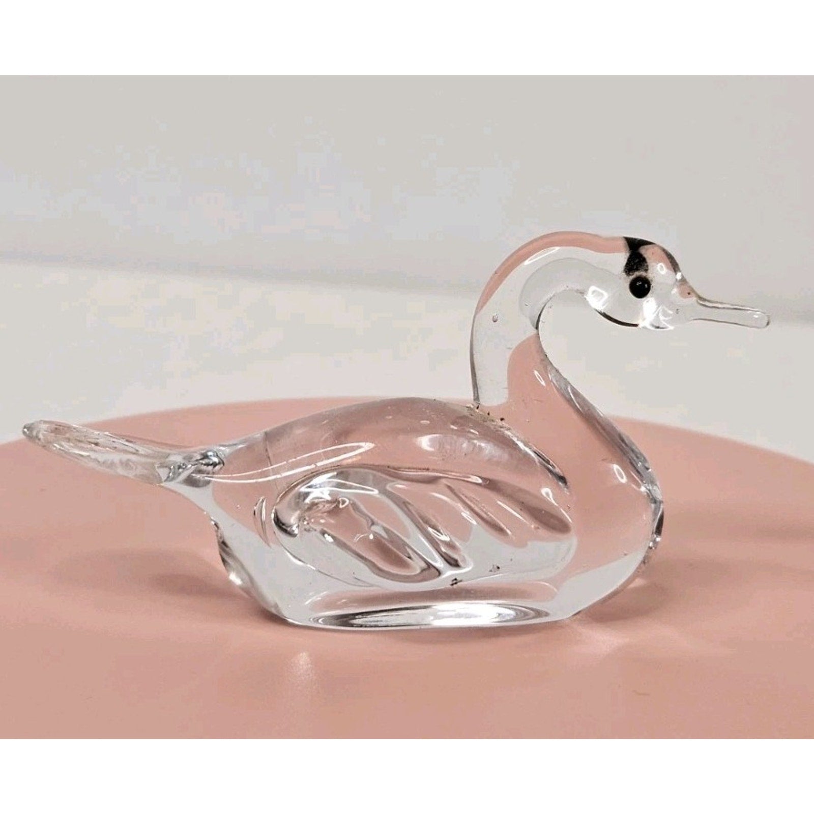 Vintage Mini Bird SWAN Shaped Crystal Glass Figurine Mid-Century Glass Art