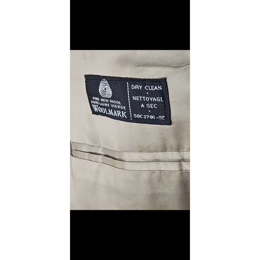 Vintage 90s Marshall Fields Tan Silk & 100% Wool Blazer Suit Jacket 3XL 48L