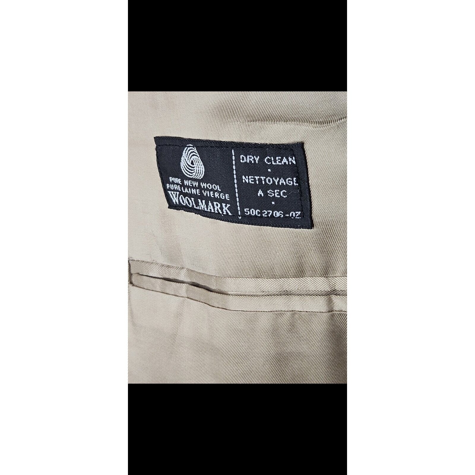 Vintage 90s Marshall Fields Tan Silk & 100% Wool Blazer Suit Jacket 3XL 48L
