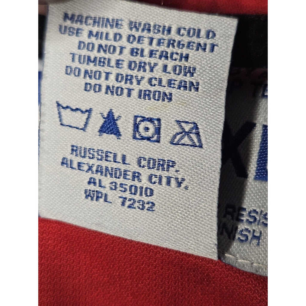 Russell Athletic Jacket XL Mens Red Button Up White Sleeve Stripe Vintage Sport
