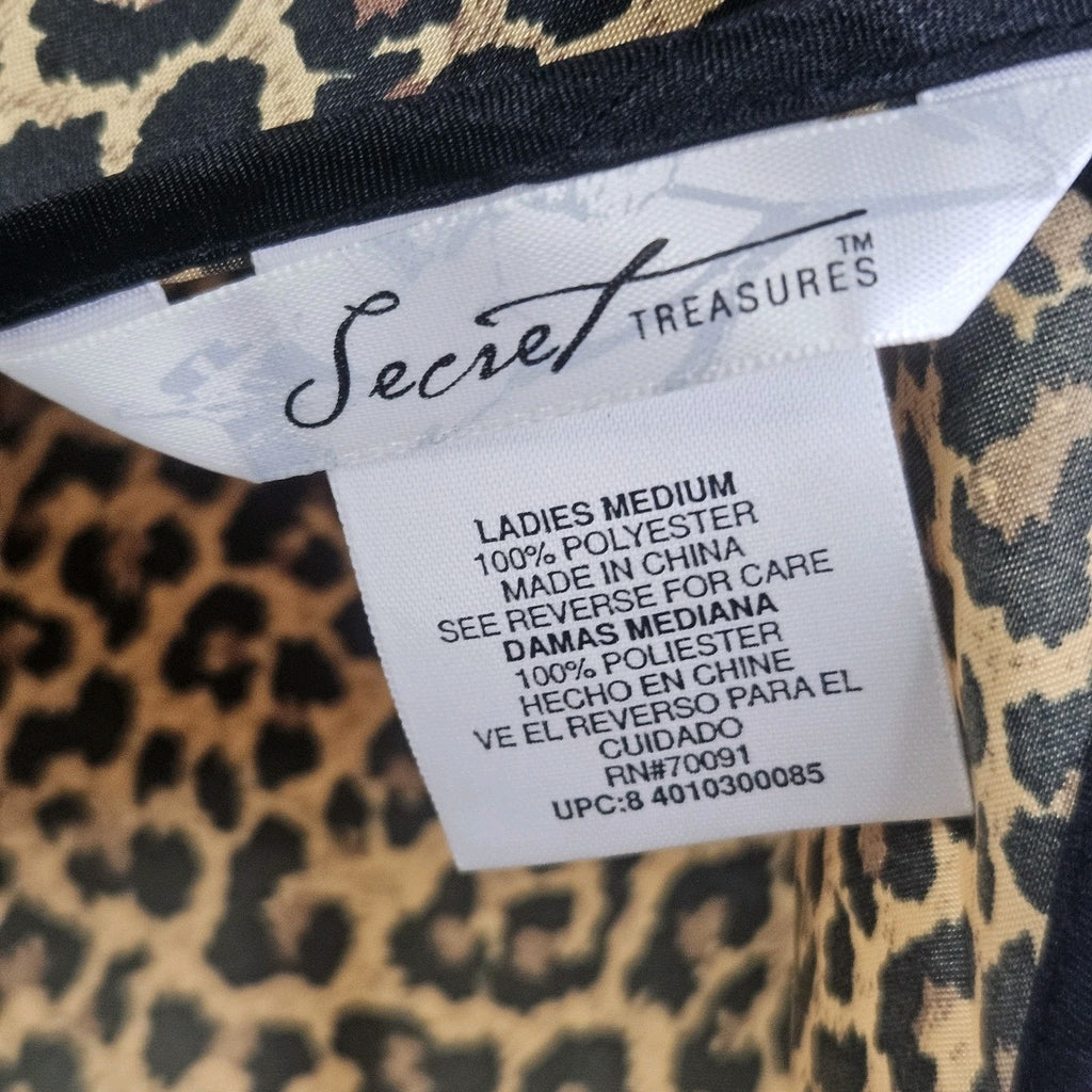 Y2K Vtg Secret Treasures Leopard Print Sexy Strappy Satin Nightgown Dress Medium