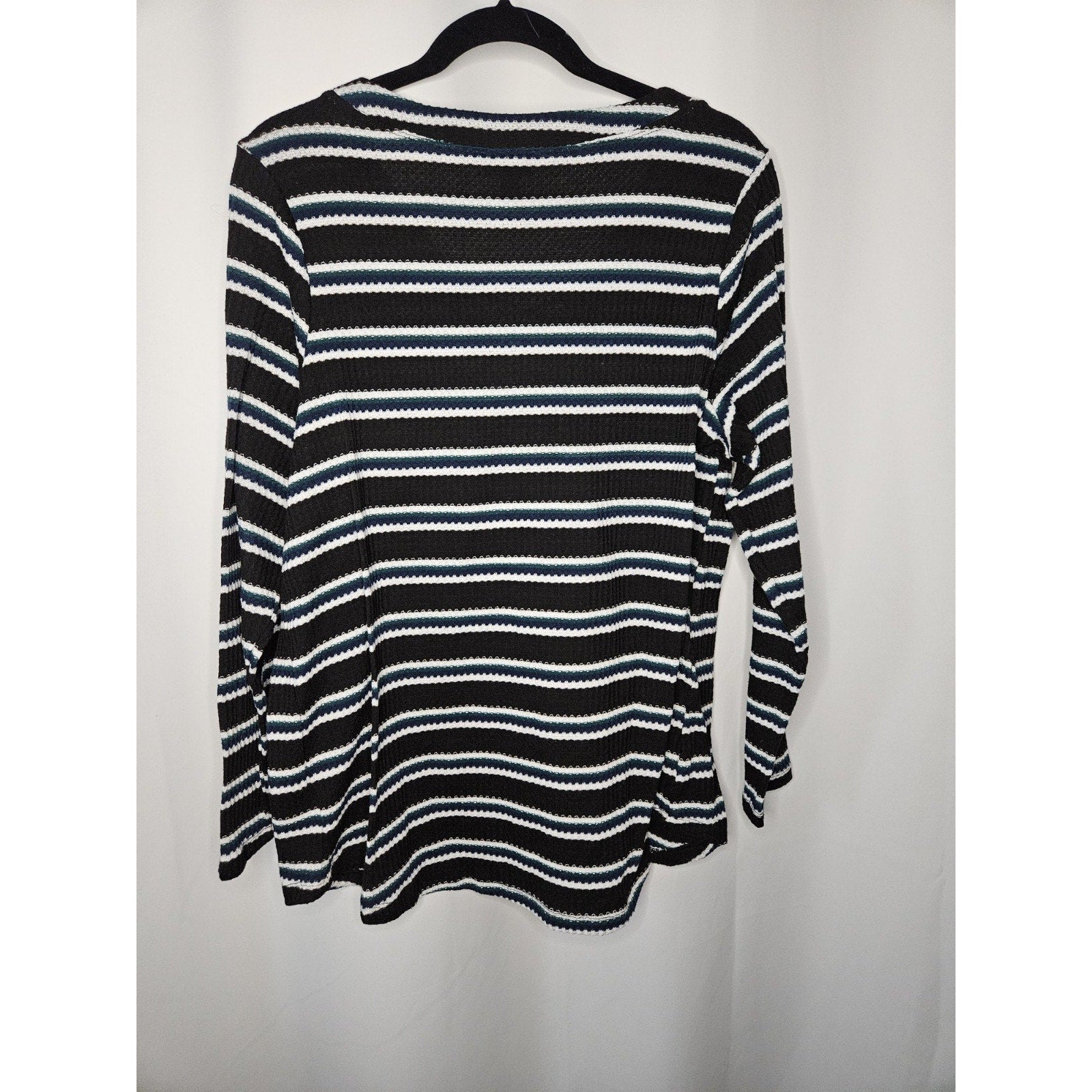 Torrid Knit V Neck Lace-Up Womens 1 XL Striped Henley Long Sleeve Boho Peasant