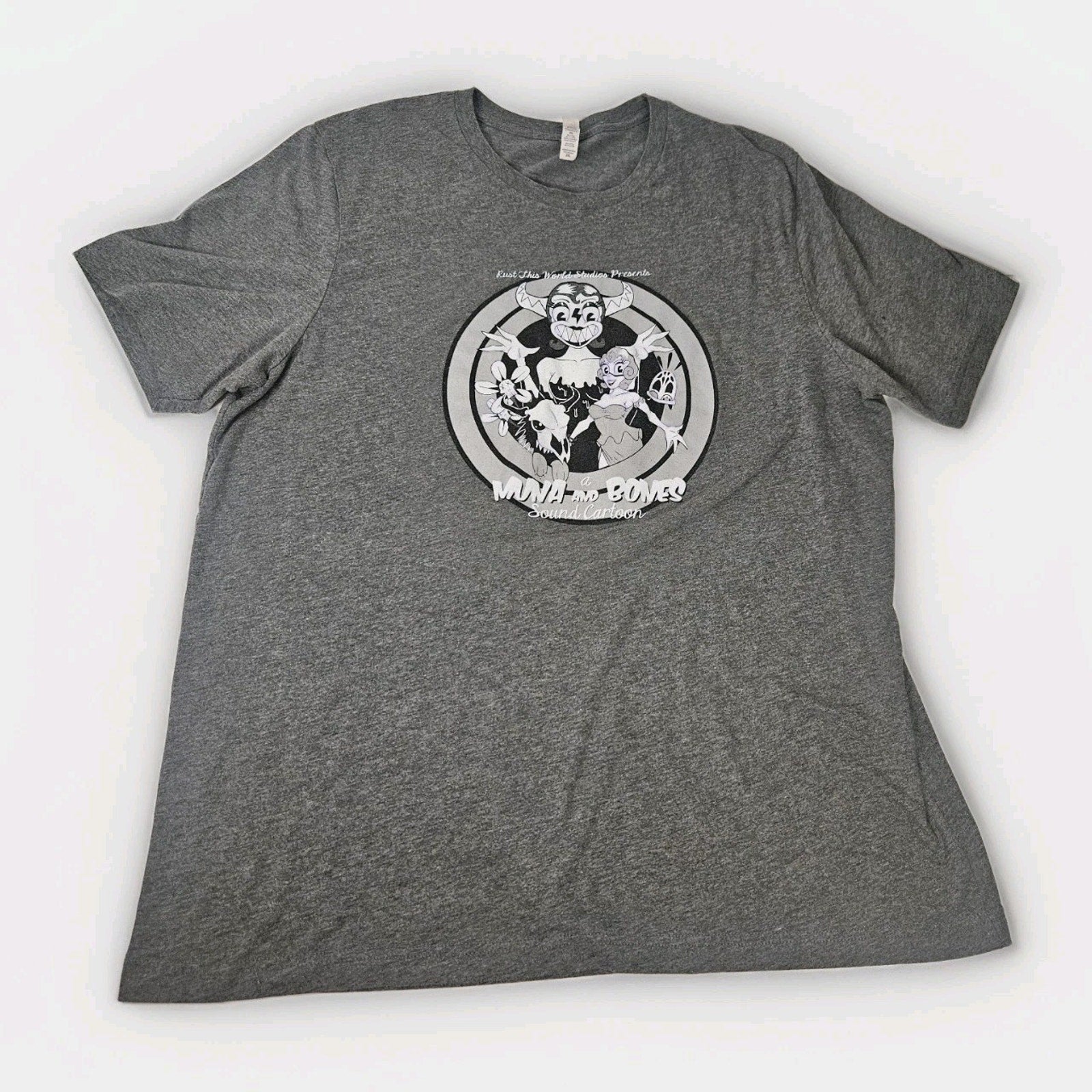 MUNA AD BONES Sound Cartoon Gray Tshirt Graphic Tee Mens 2XL
