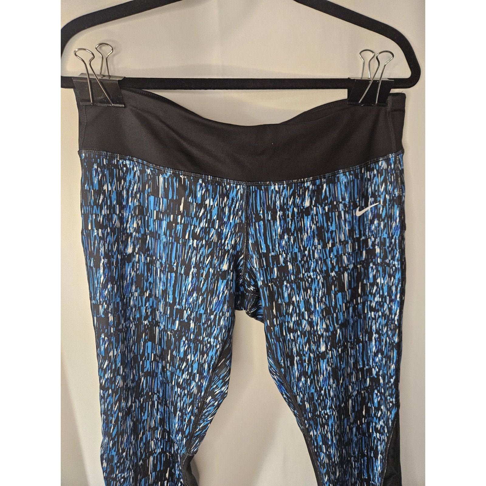 Nike Power Graphic Running Crops Leggings Blue/Black 821777 Women XL