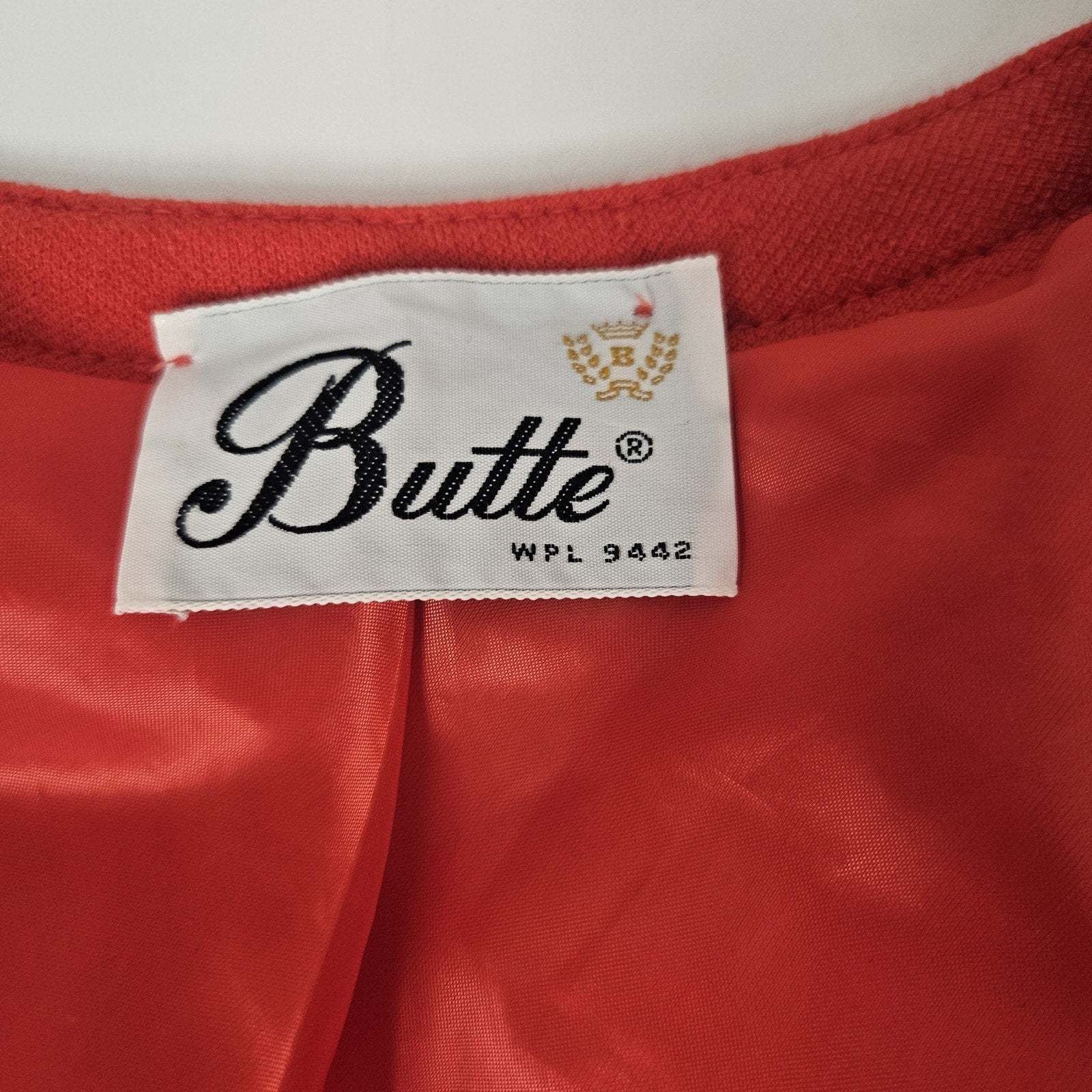 Vintage MCM 60s Butte Red Blazer Medium Waffle Knit Button Up Coat Mod