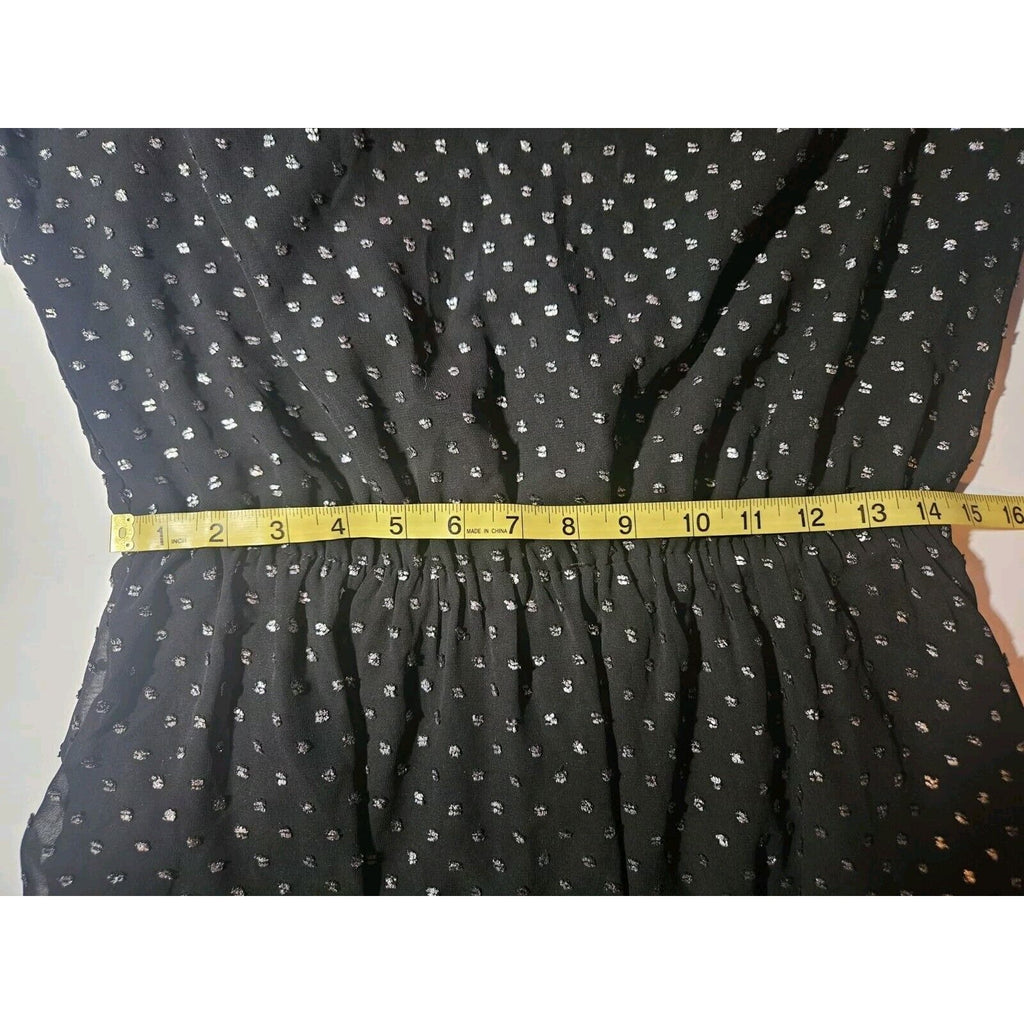GAP Metallic Dot Skater Dress Size Medium Black/Silver