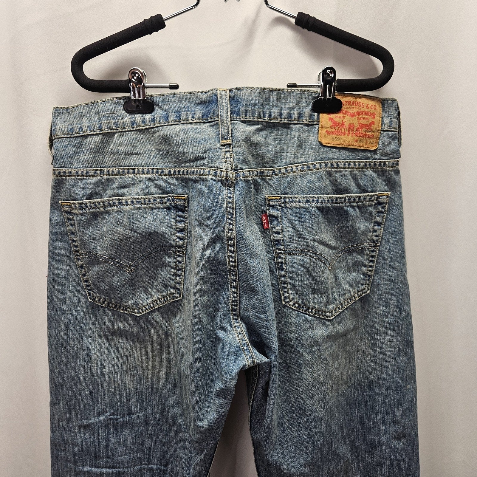 Levi's 569 Loose Straight 100% Cotton Denim Jeans Men's 34X30 Mid Wash Levis