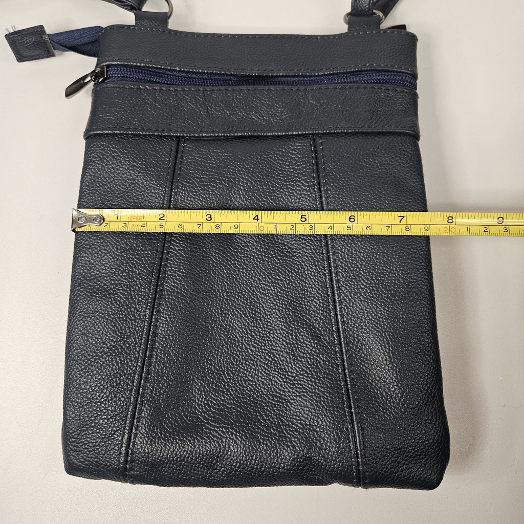 Krediz Leather Navy Blue Crossbody Bag Travel Purse 5 Compartments