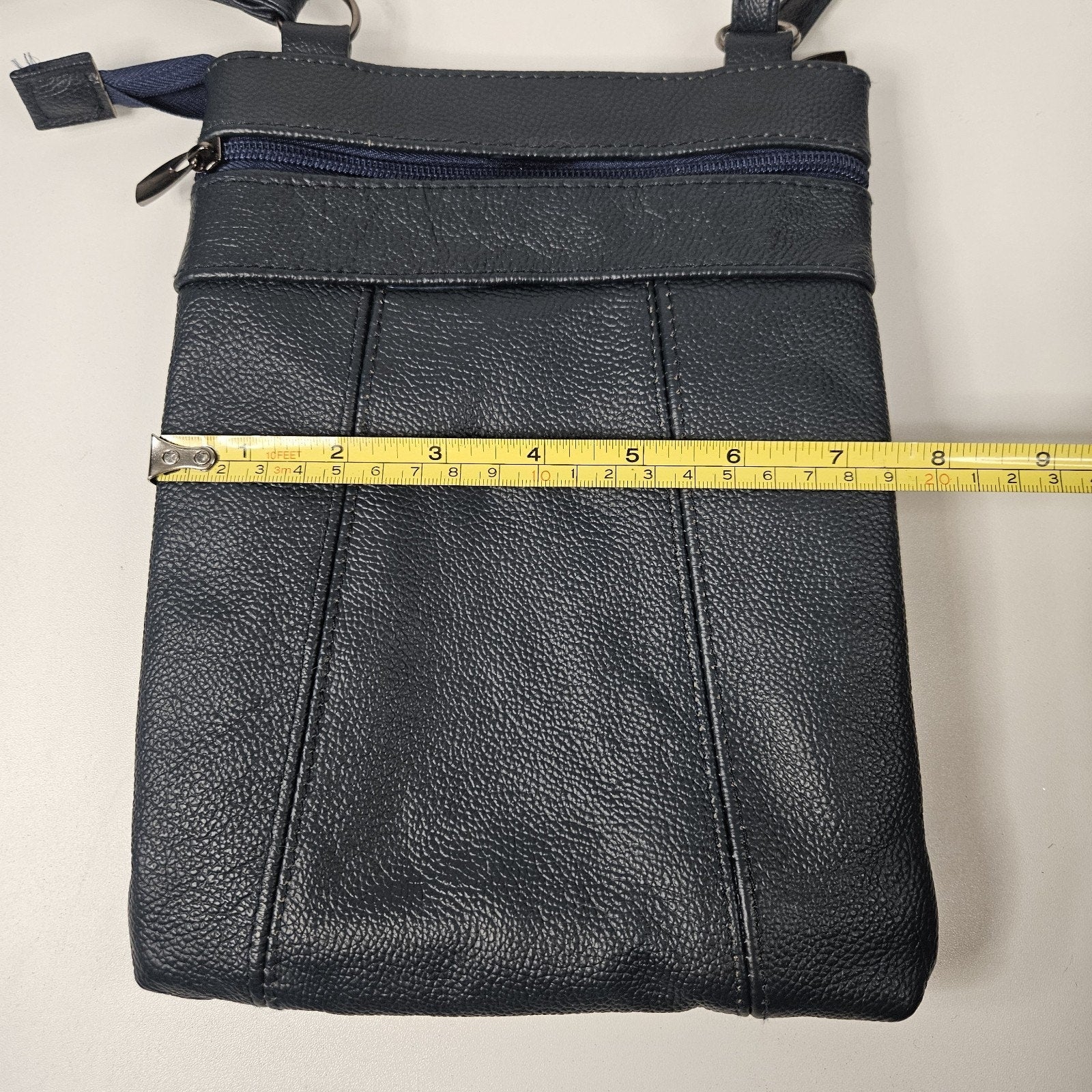 Krediz Leather Navy Blue Crossbody Bag Travel Purse 5 Compartments