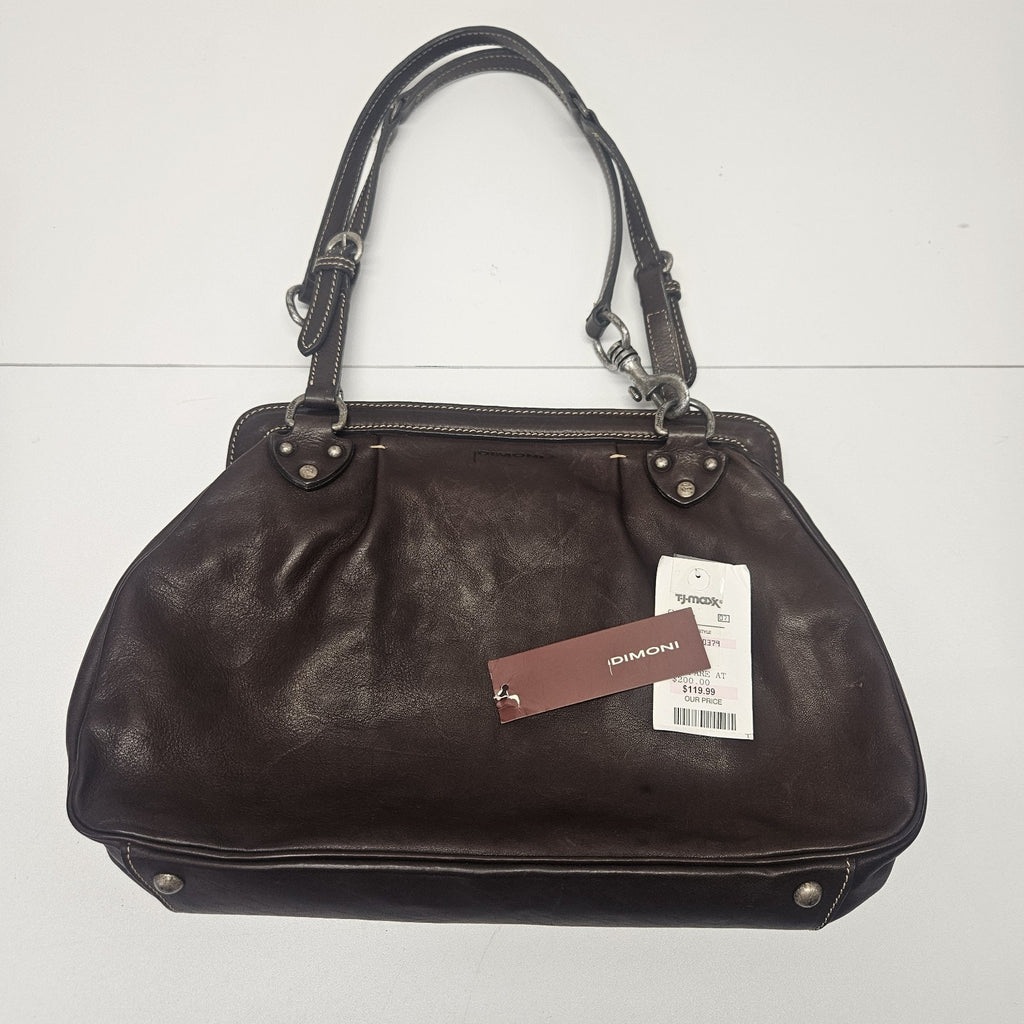 Vintage Leather Bag Dimoni Chocolate Brown Shoulder Handbag Satchel Purse
