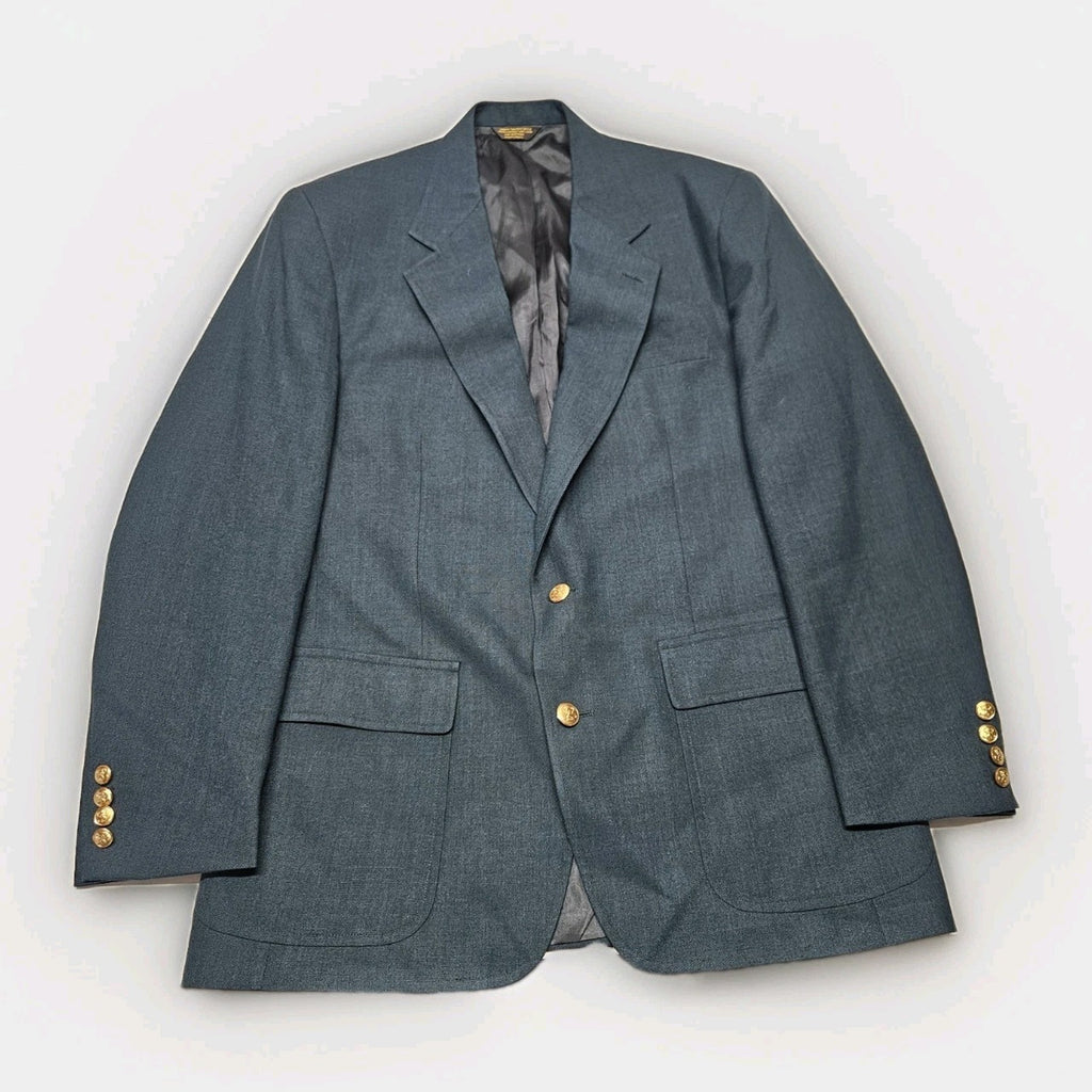 Vintage 70s Union Made Palm Beach Green Men's Blazer Sport Coat Gold Buttons