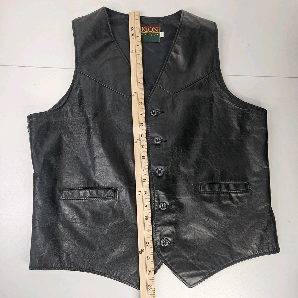 Oakton Limited 44" Tall LT Black Leather Vest Vintage Biker Motorcycle Vest