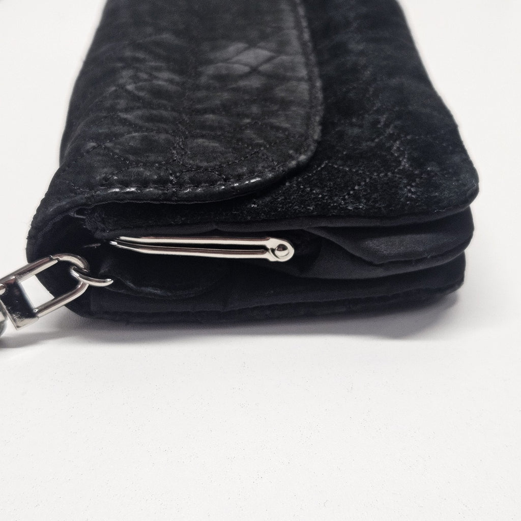 Vintage Wilsons Leather Maxima Black Suede Crossbody Quilted 90s Y2K Goth Grunge