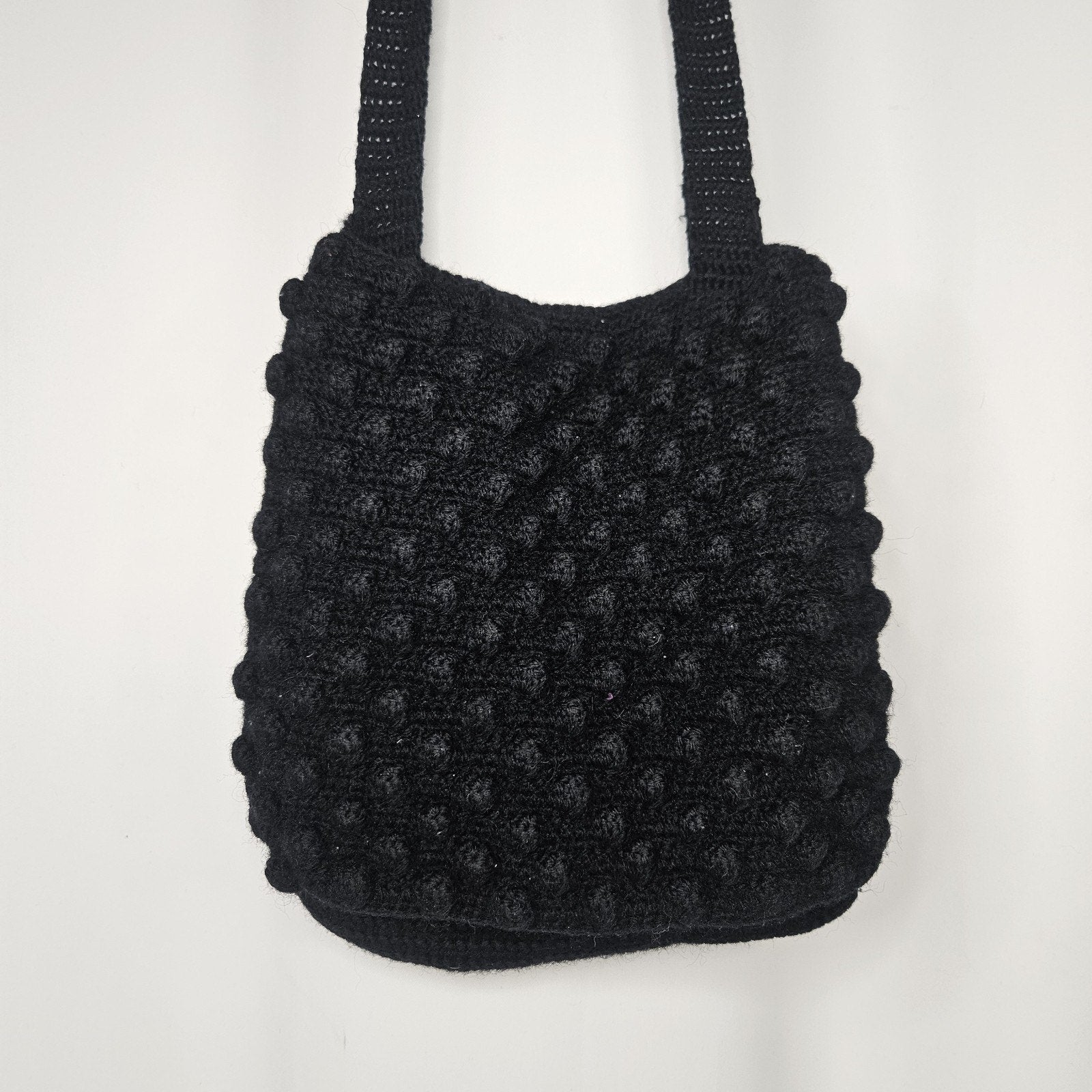 Handmade Crochet Mini Black Crossbody Shoulder Bag Coastal Y2K Whimsy Small
