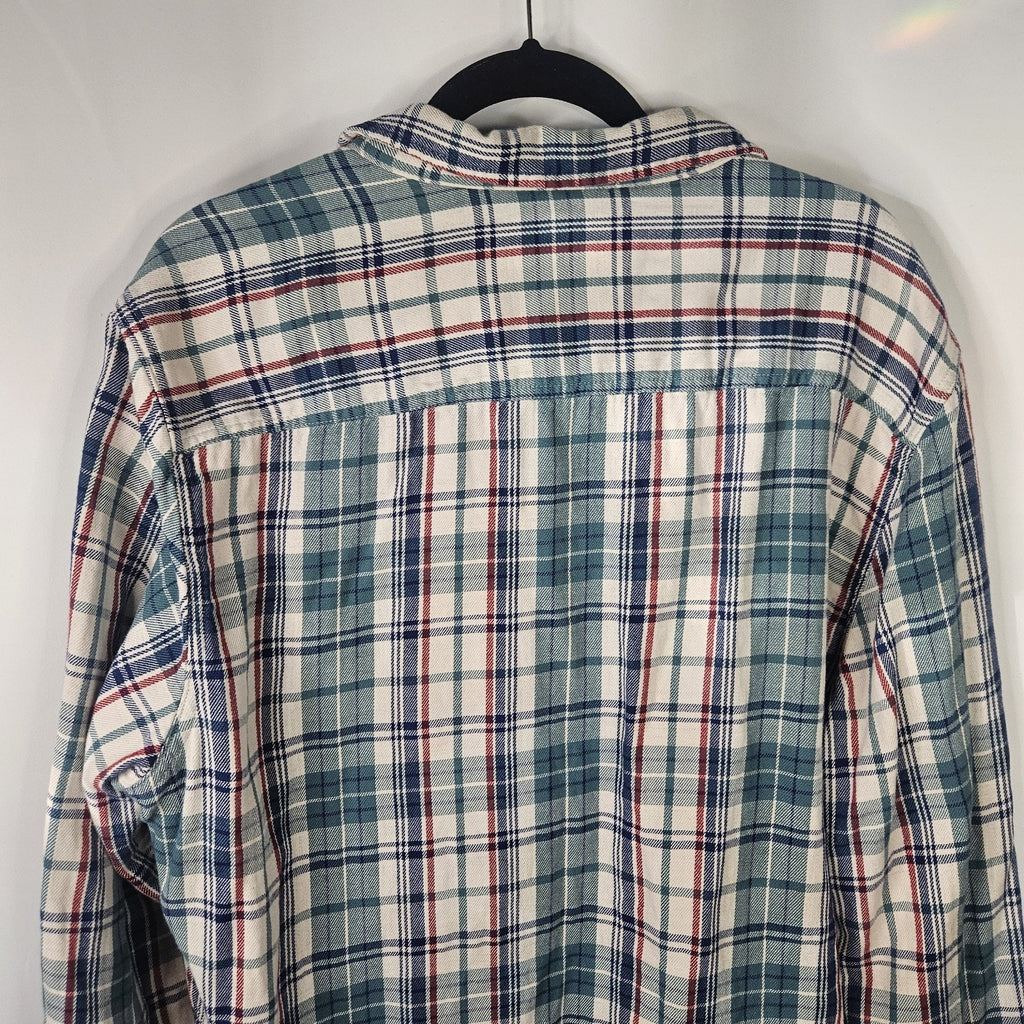 Toad and Co Blue Red Plaid Shirt Mens Sz Xl Long Sleeve Button Up Flannel