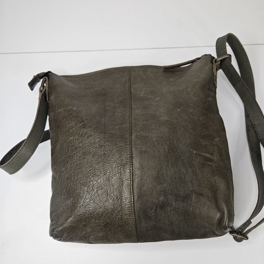 Wise Owl Genuine Leather Crossbody Handbag Purse Olive Green Boho Western