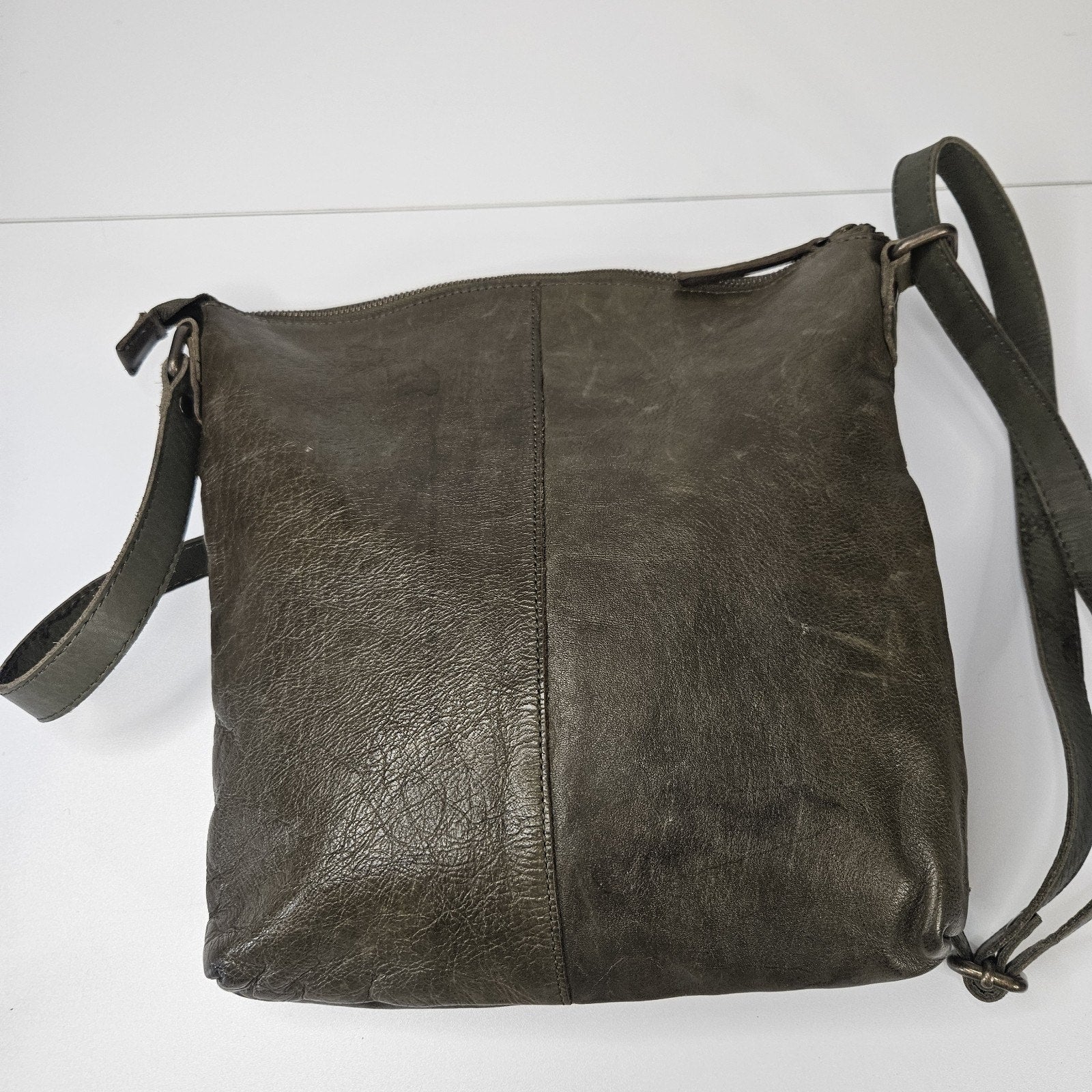 Wise Owl Genuine Leather Crossbody Handbag Purse Olive Green Boho Western