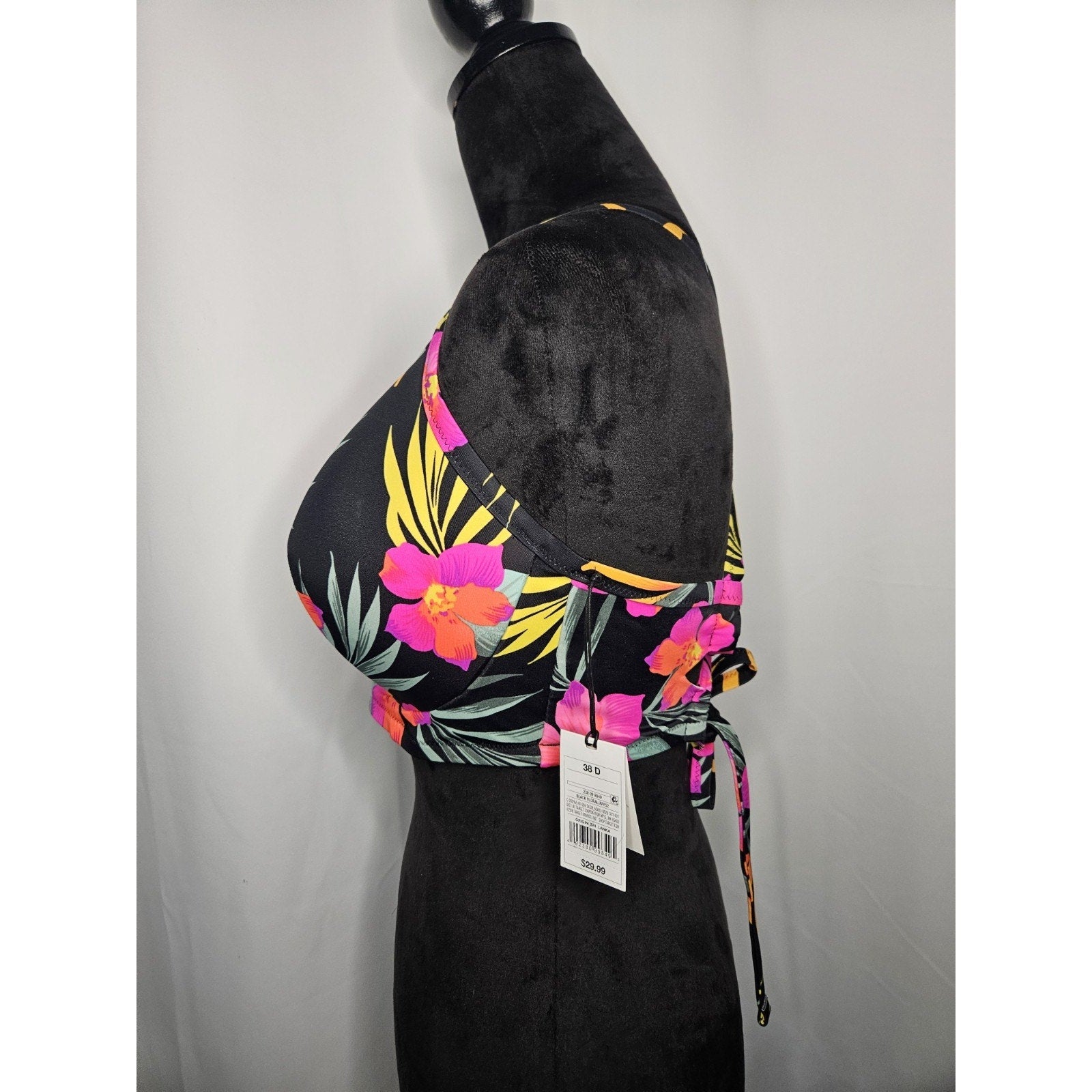 Shade & Shore Underwire Padded Bikini Top Size 38D Tropical Floral NWT