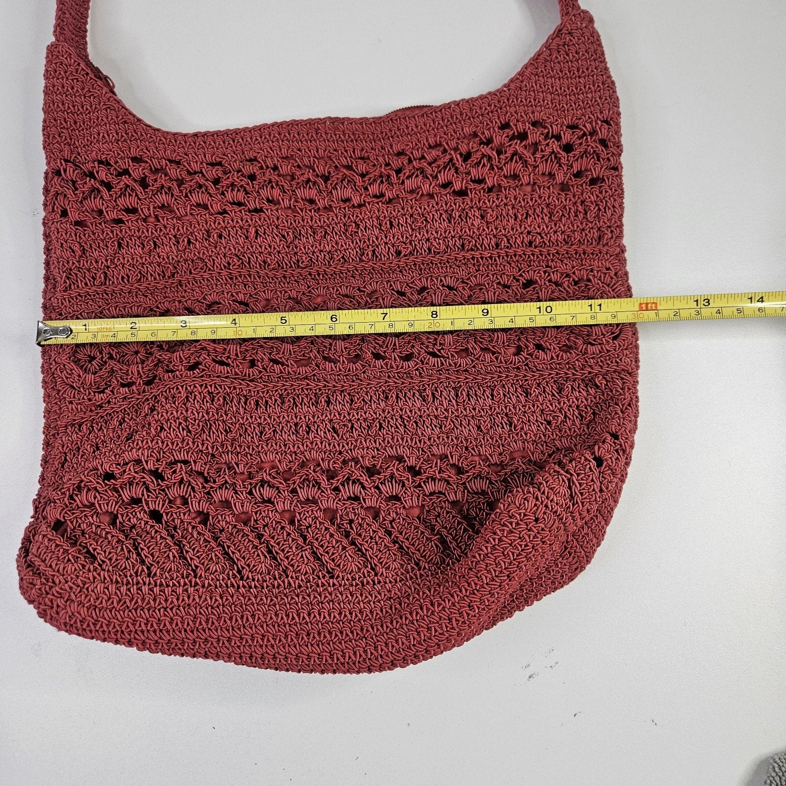 Capelli Straworld Red Crochet Ladies Bag Purse Boho Bohemian Lined Shoulder Bag