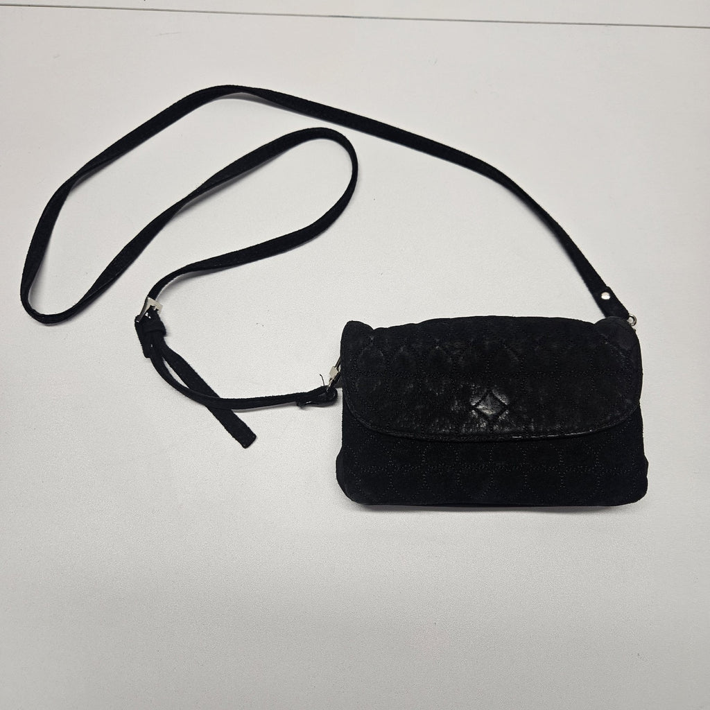 Vintage Wilsons Leather Maxima Black Suede Crossbody Quilted 90s Y2K Goth Grunge