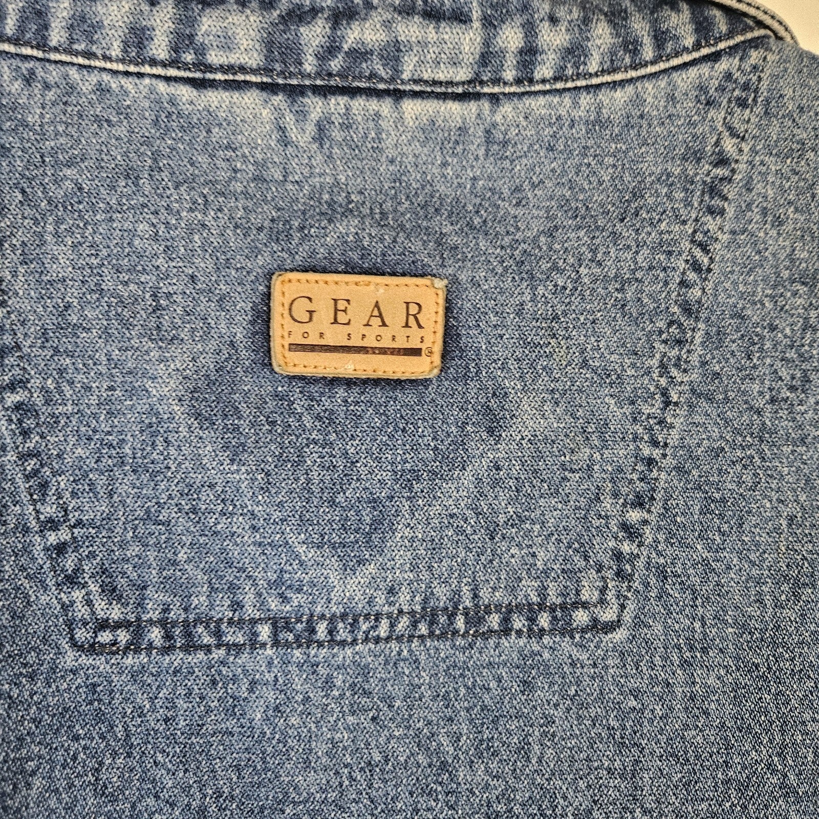 VTG 90s Coat Jacket Large Denim Oversized Puff Paint Embellished Southwestern