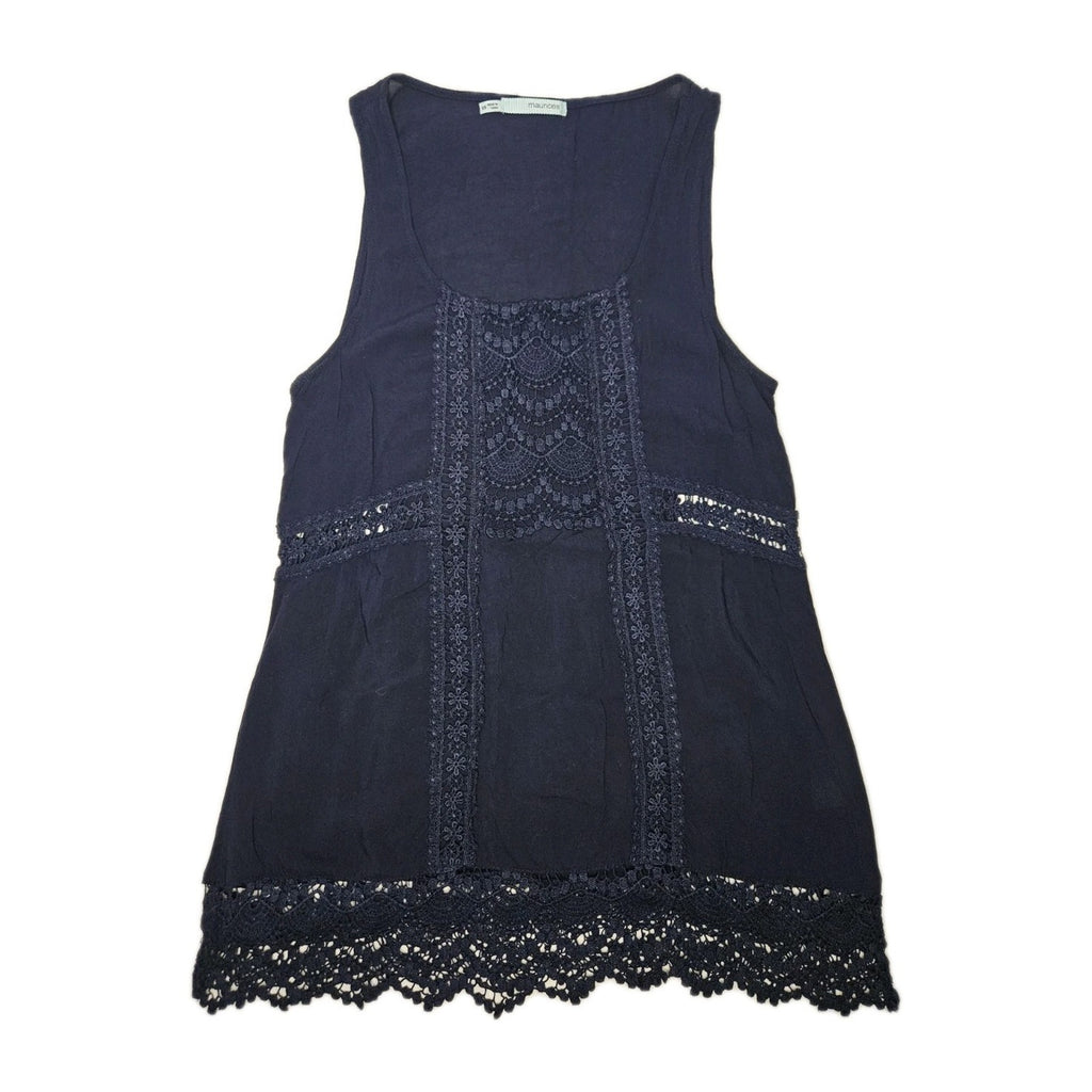 Navy Blue Tank Top Women's Size XS Front Lace Detail Shirt Maurice's