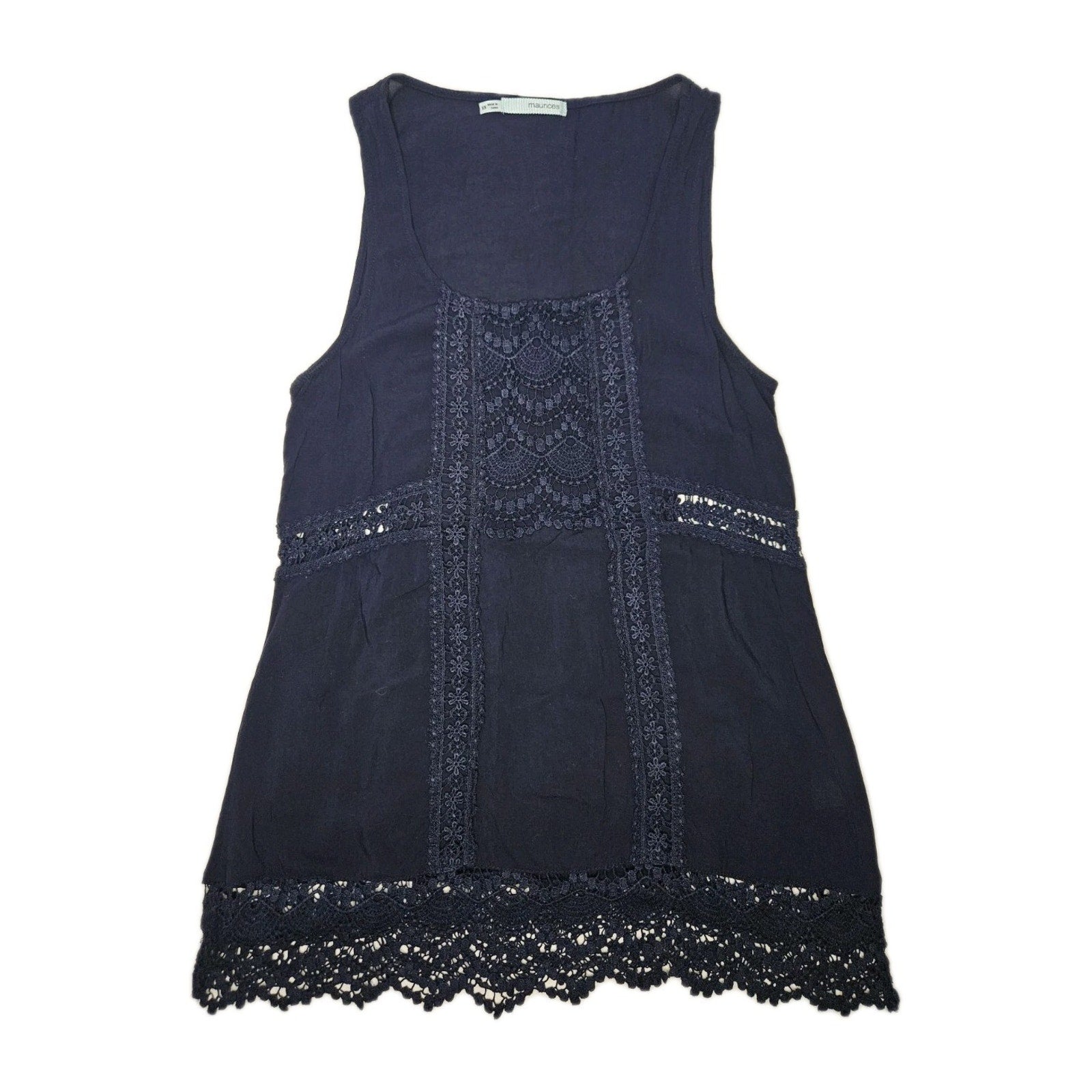 Navy Blue Tank Top Women's Size XS Front Lace Detail Shirt Maurice's