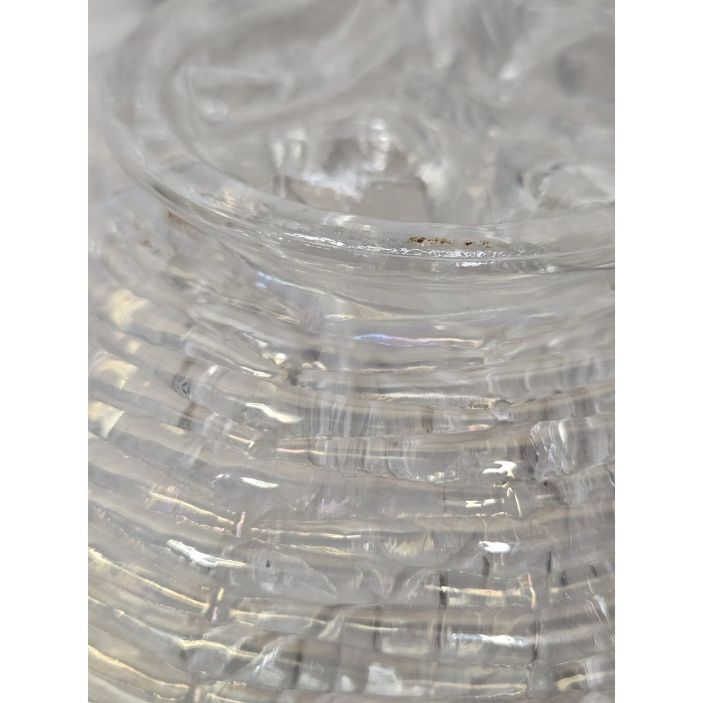 Antique Northwood White Carnival Glass Rose Show Deep Plate Iridescent Frosted