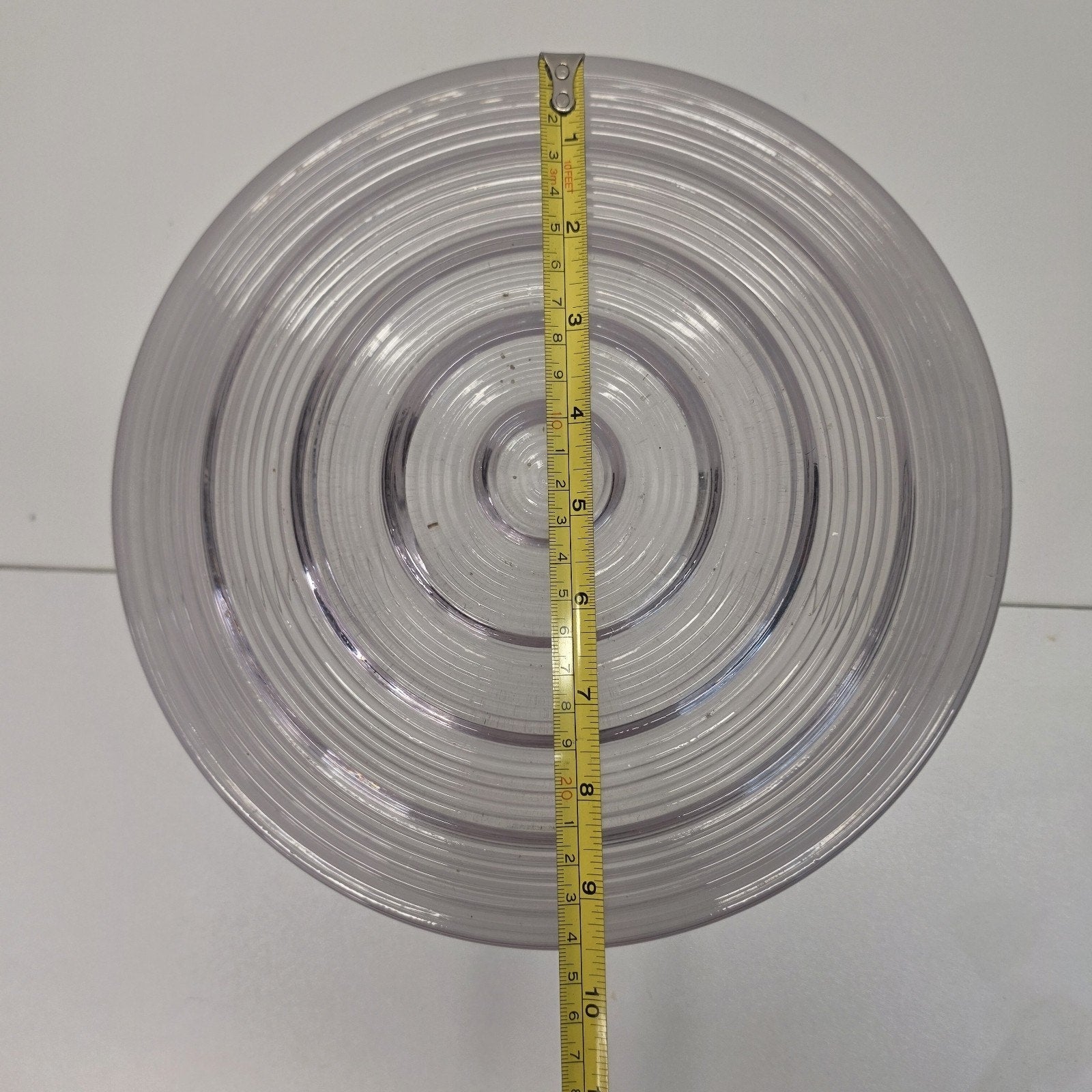 Vintage Light Fixture Cover 9-3/4" Diameter Frosted Sides Clear Stepped Bottom