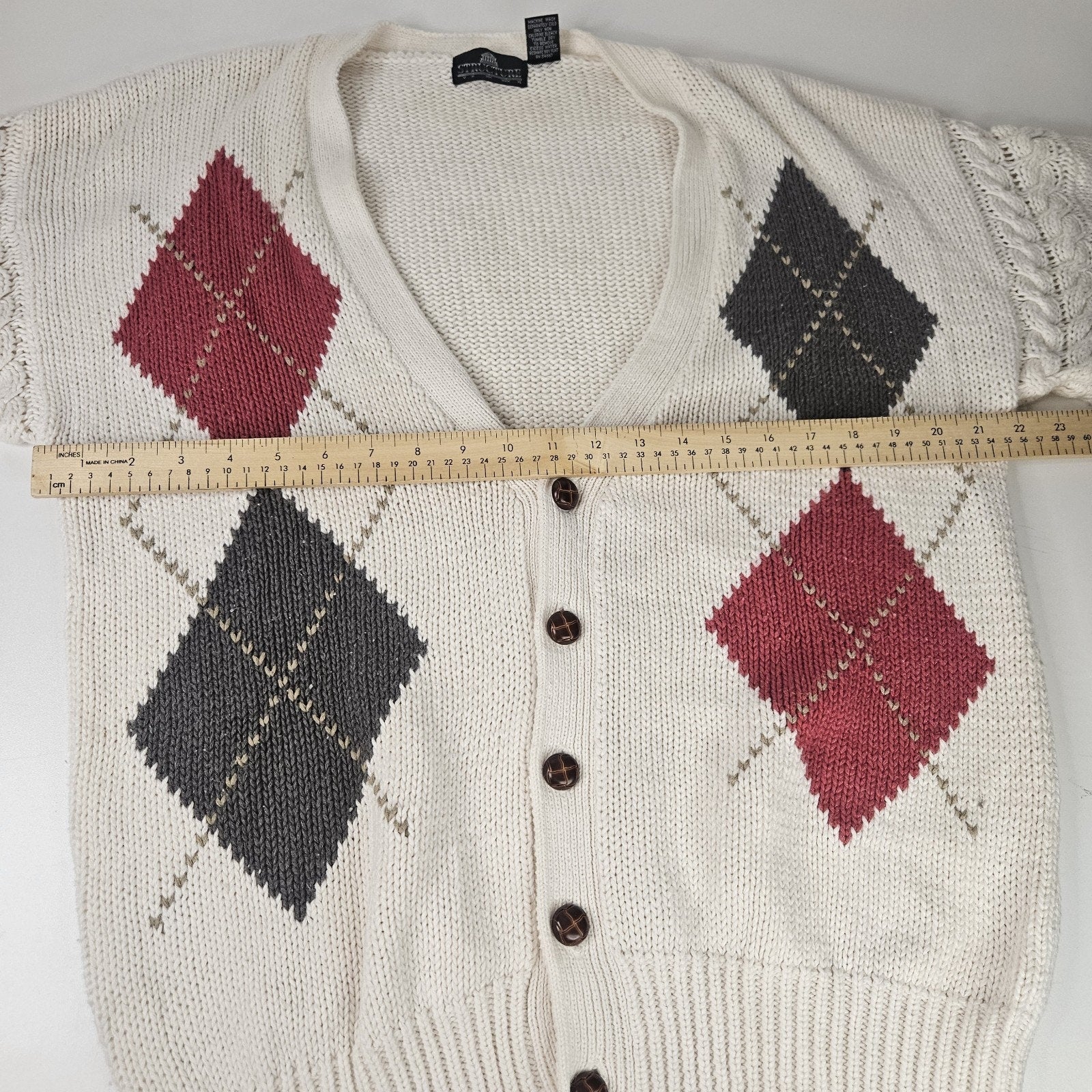 Structure Vntage Ivory Chunky Knit Sweater Cardigan Large Oversized Cottage