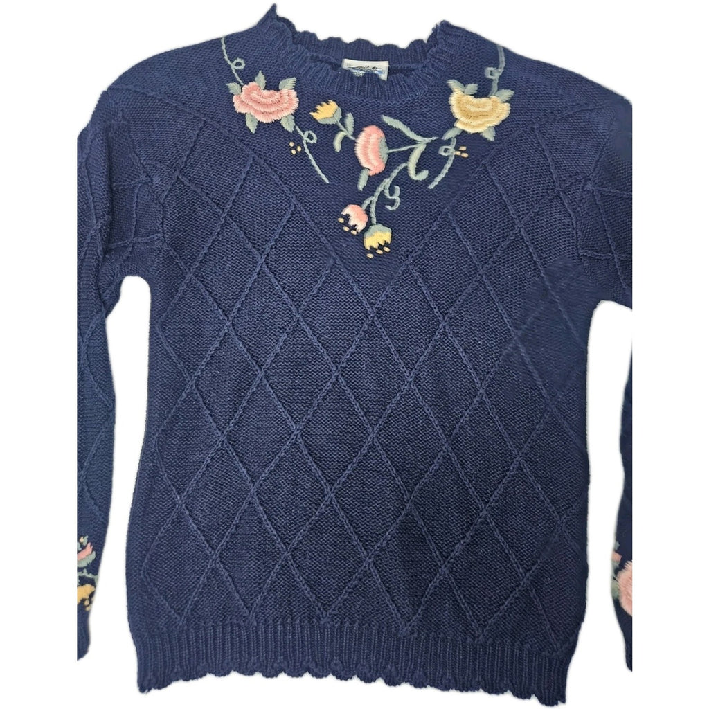 Vintage Northern Reflections Sweater Large Chunky Knit Cardigan Floral Cottage