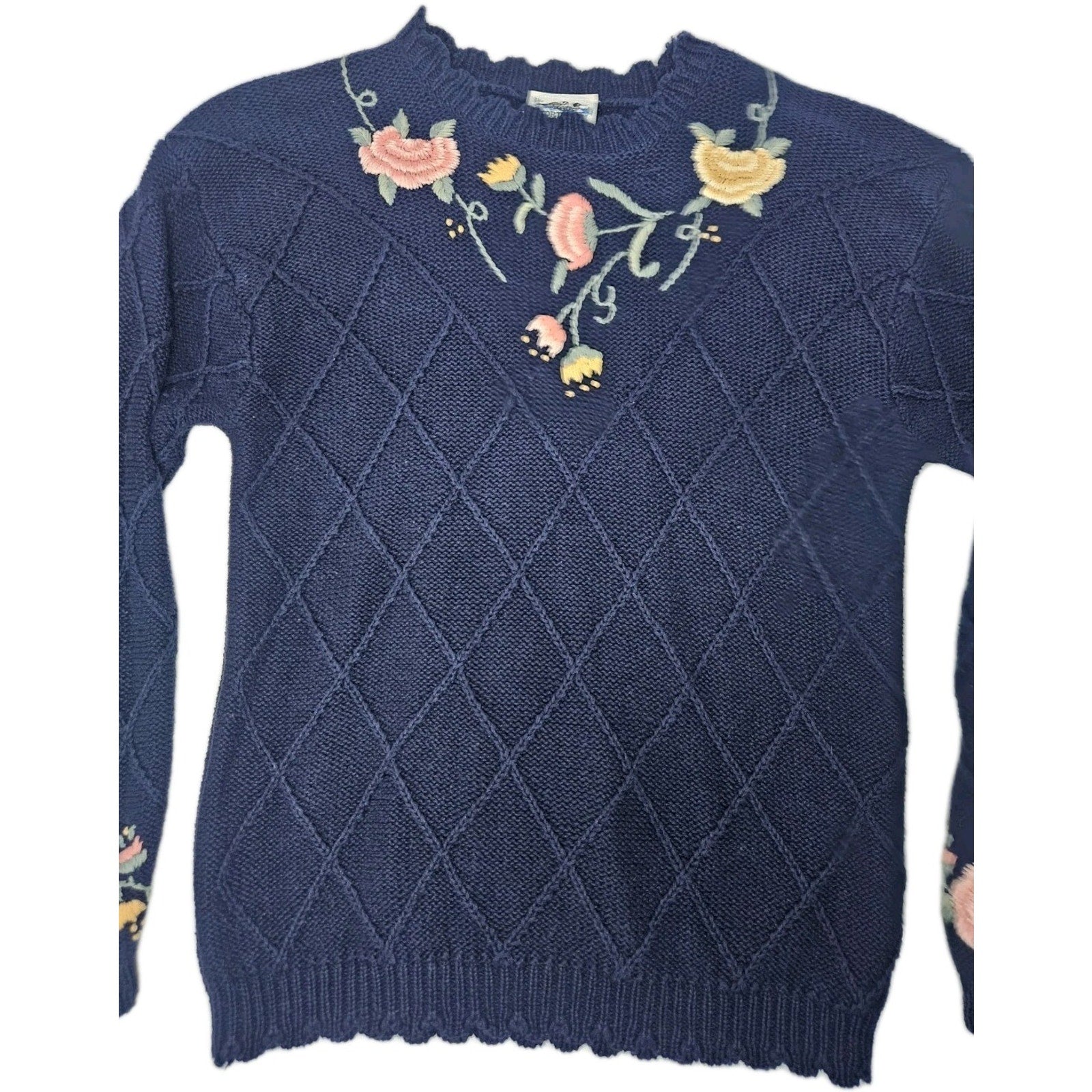 Vintage Northern Reflections Sweater Large Chunky Knit Cardigan Floral Cottage