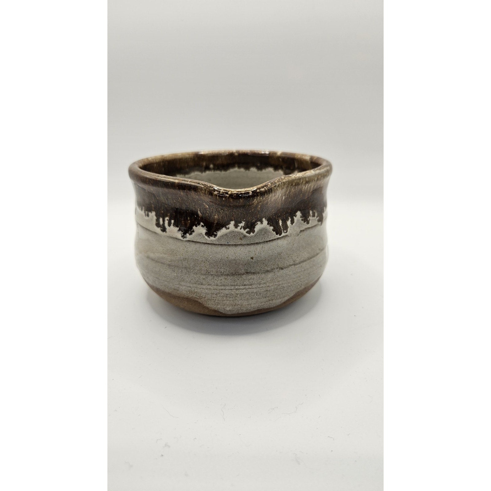 Handmade Studio Pottery Mug Pitcher Brown Glazed Pottery Signed 3.5"
