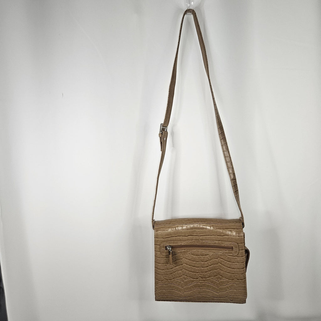 Vintage Liz Claiborne Purse Tan Embossed Faux Crocodile Small Shoulder Purse