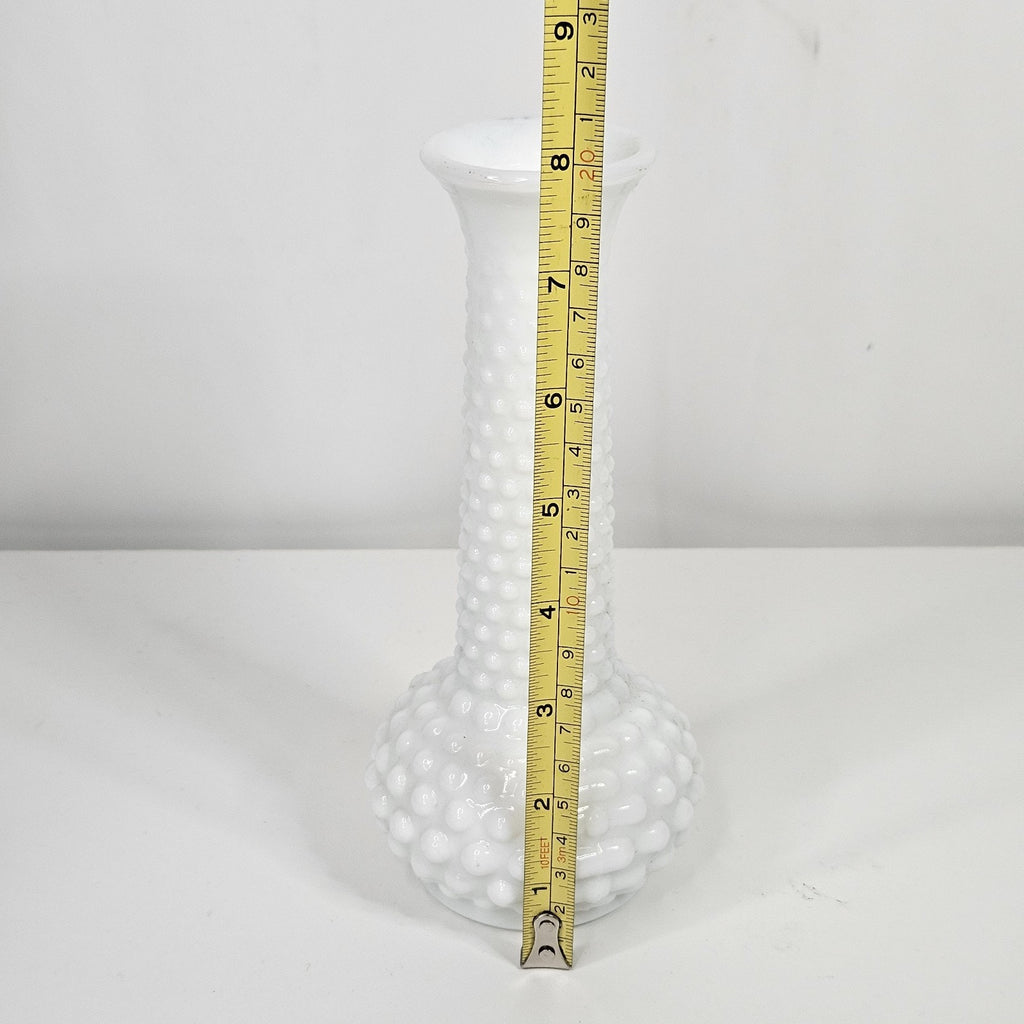 EO Brody Co Hobnail Bud Vase White Milk Glass Bubble Flower Vase USA 1960s Retro