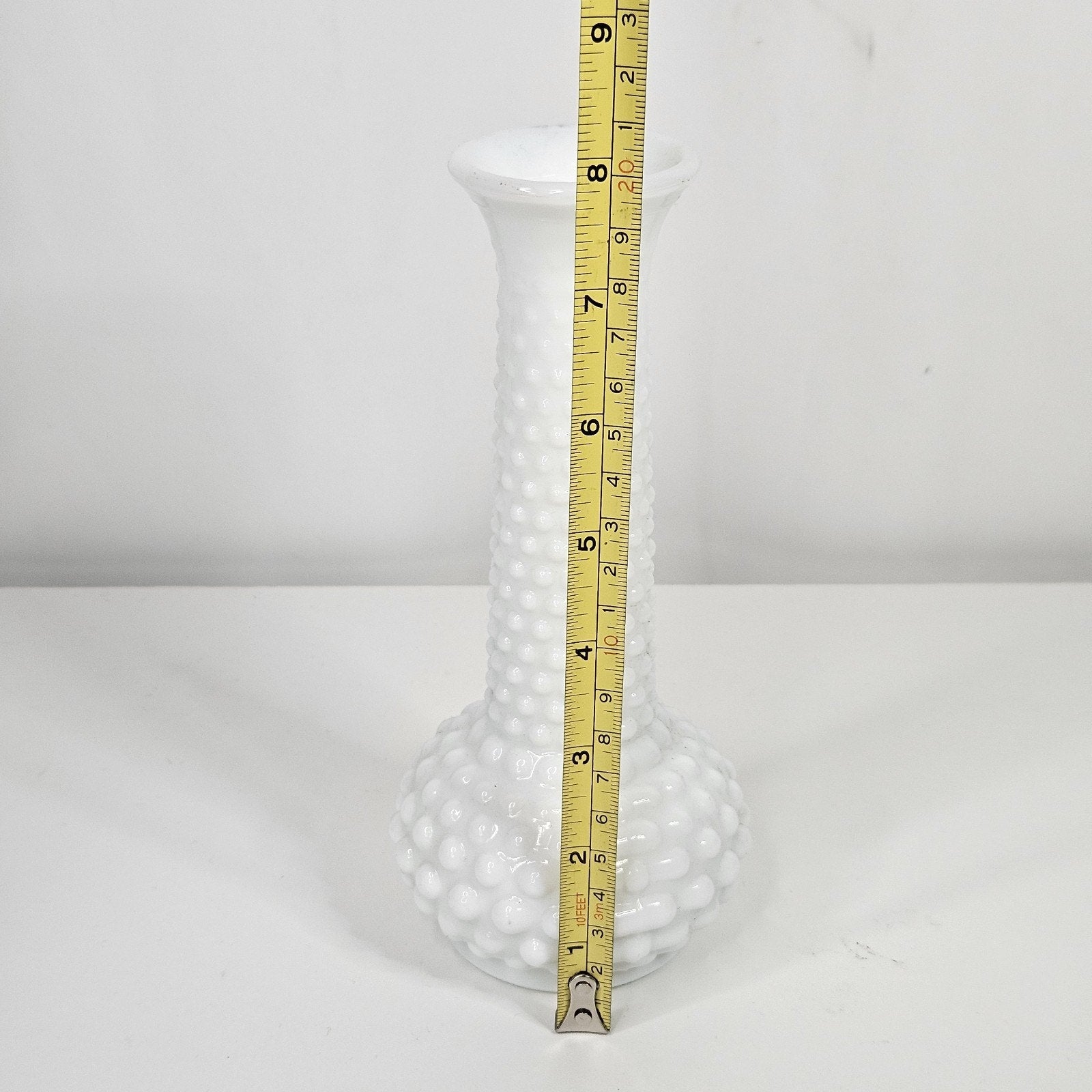 EO Brody Co Hobnail Bud Vase White Milk Glass Bubble Flower Vase USA 1960s Retro