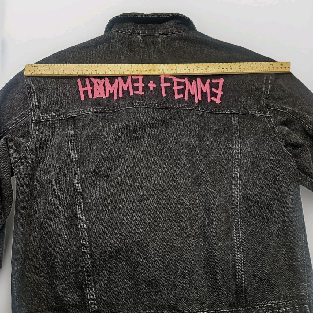 Homme Femme Rager Boy Colab Denim Jacket Black Pink Large Luxury Streetwear