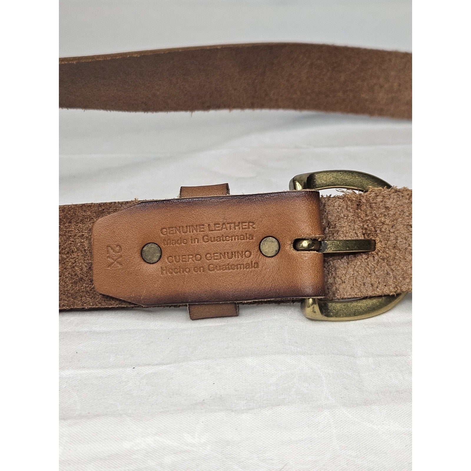 Belt Unisex Brown Leather Adjustable Buckle Casual Western 2XL Made In Guatemala