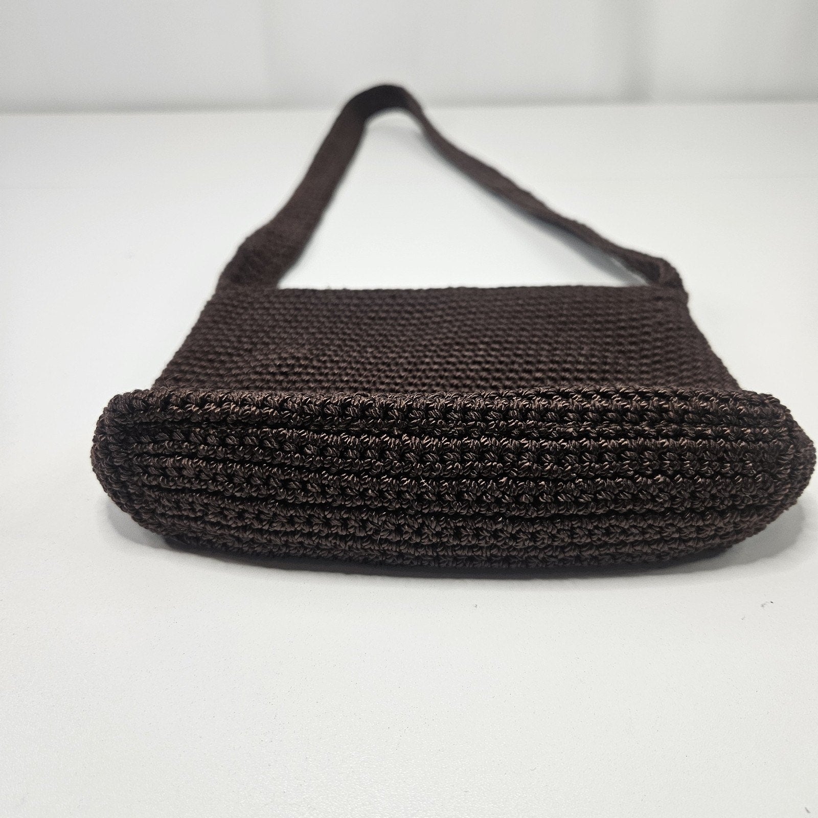 The Sak Chocolate Brown Crochet Shoulder Bag Zip Top Zip Pockets Boho Y2K Small